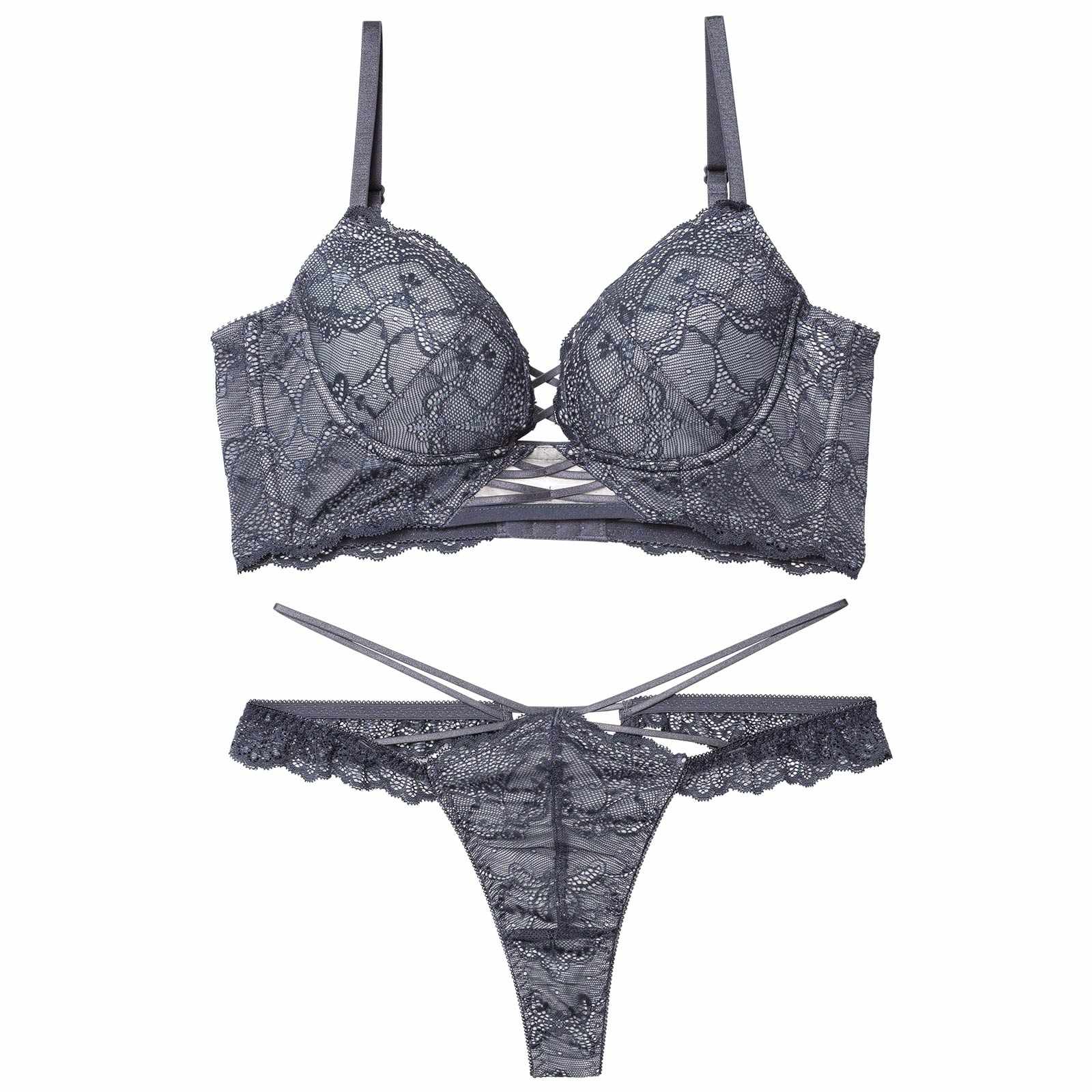 12/17新作!【Reinest】ラグジュアリーレースアップ背中魅せブラジャー＆バック透けTバックショーツ