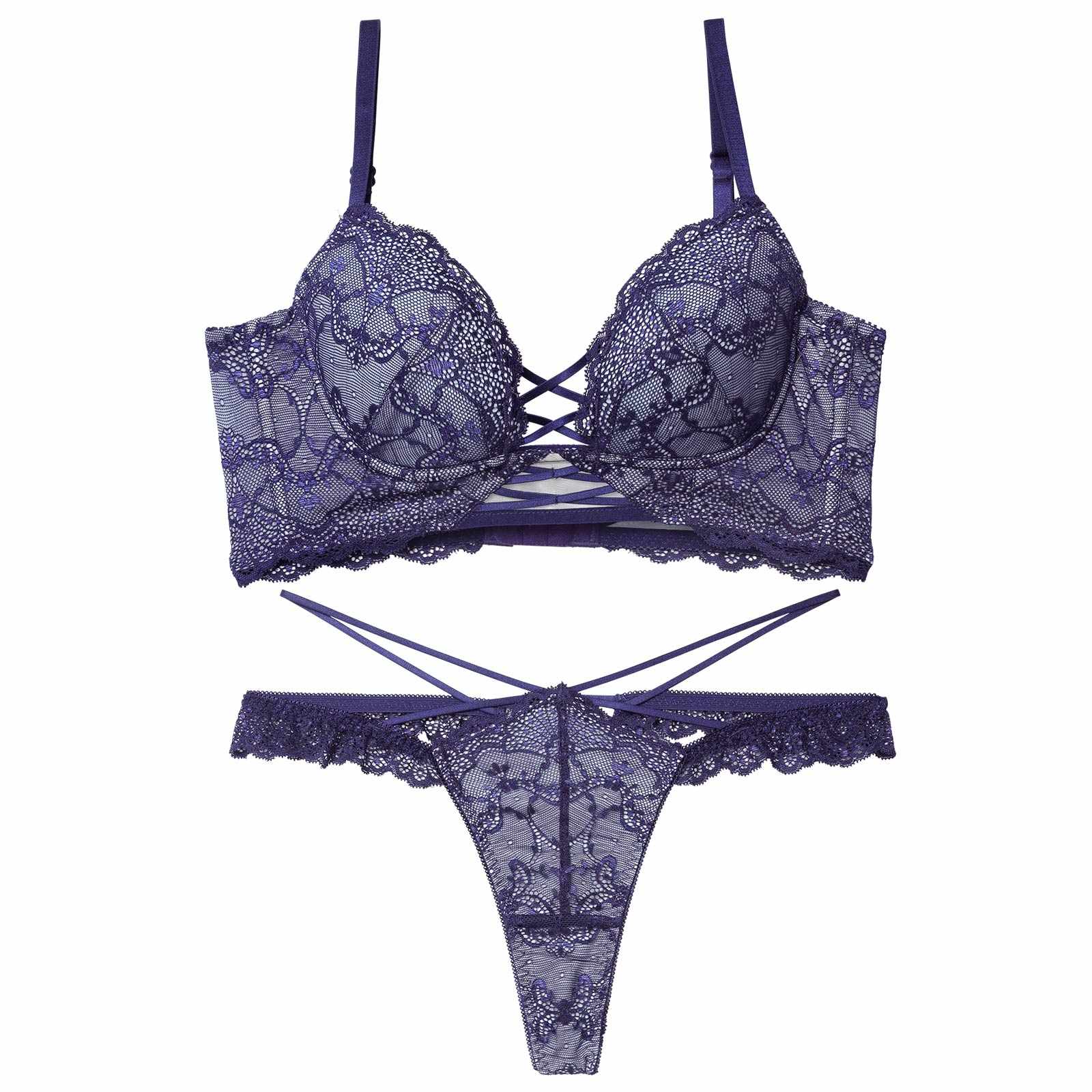 12/17新作!【Reinest】ラグジュアリーレースアップ背中魅せブラジャー＆バック透けTバックショーツ