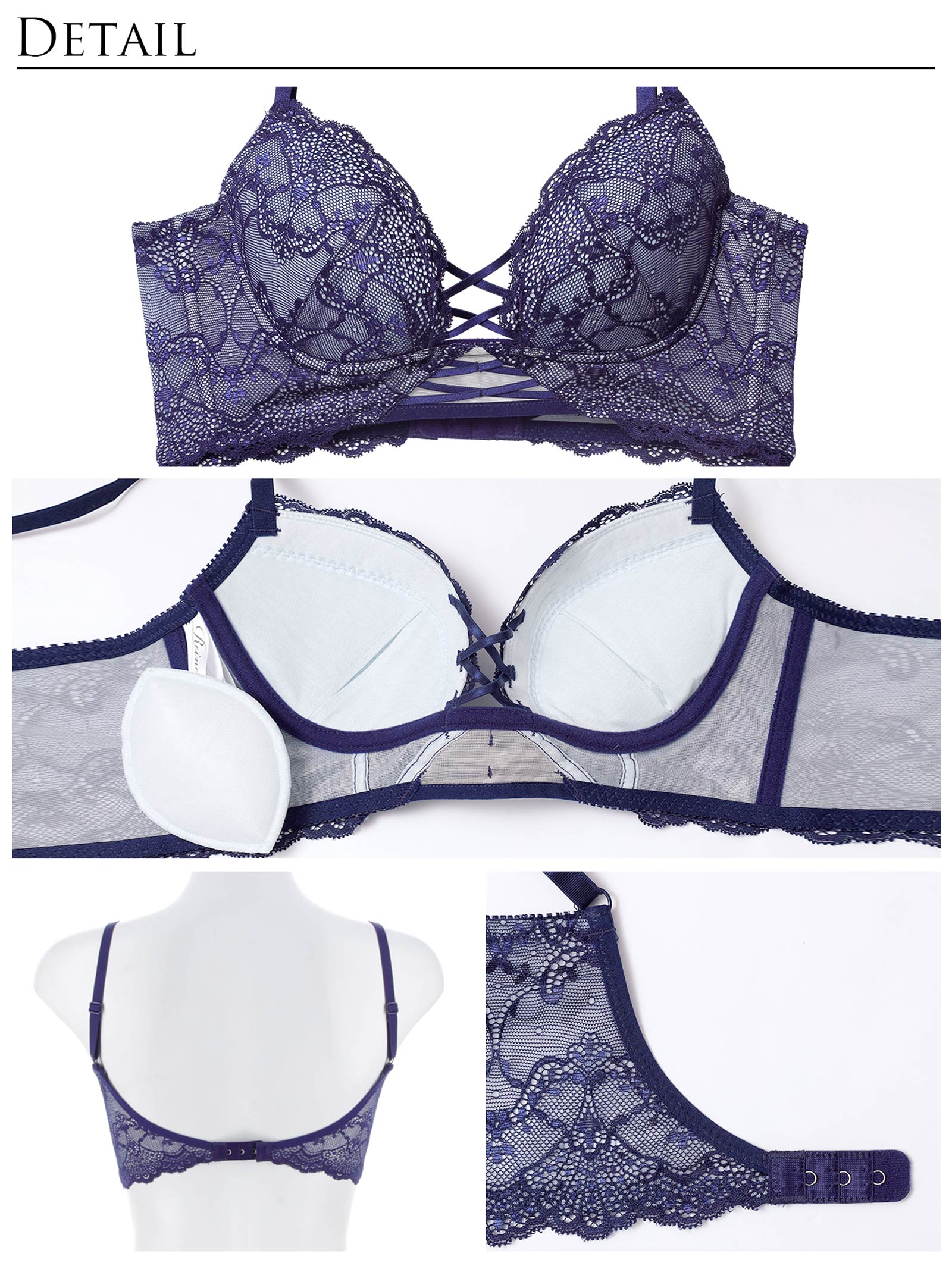 12/17新作!【Reinest】ラグジュアリーレースアップ背中魅せブラジャー＆バック透けTバックショーツ