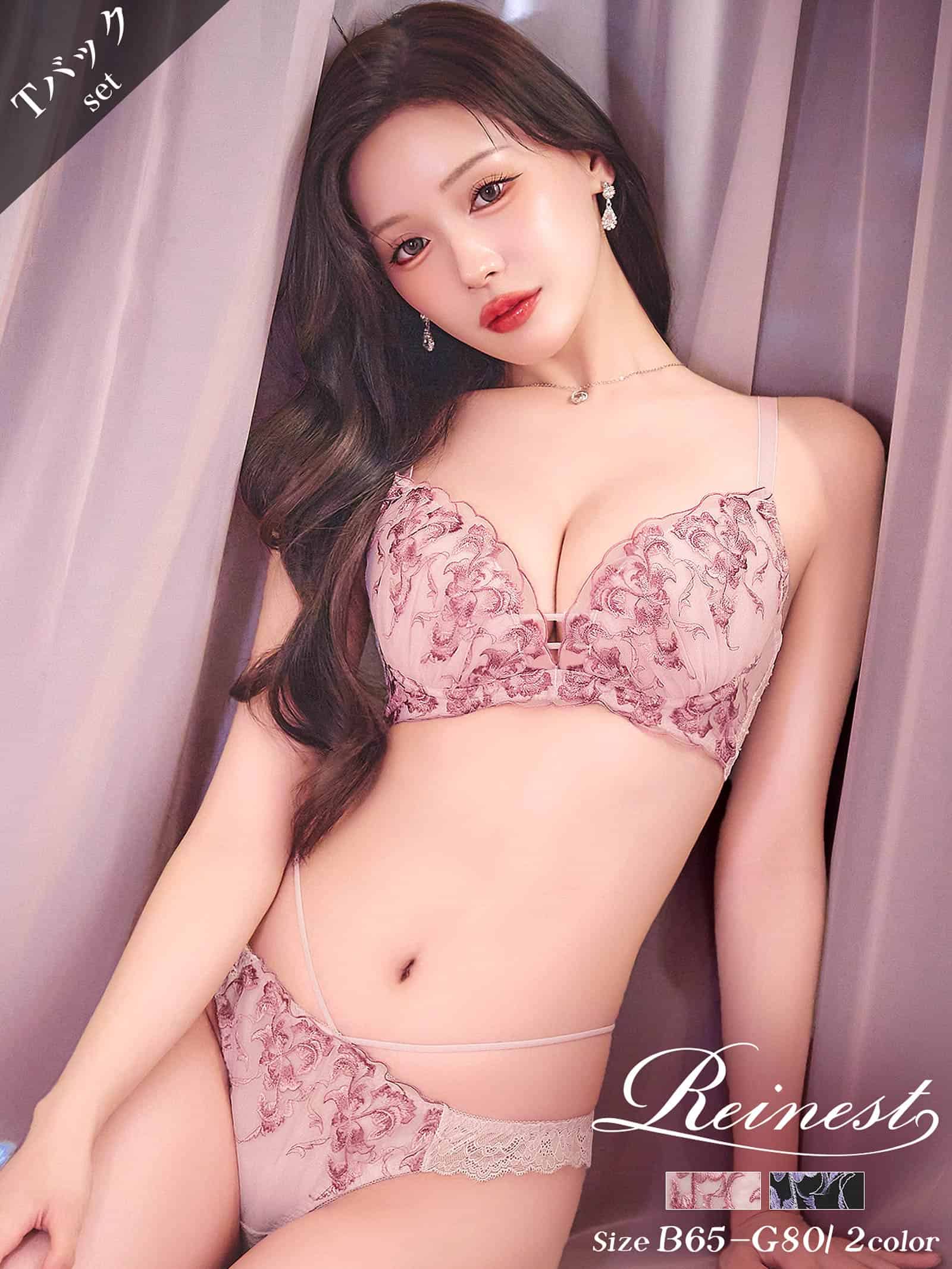 10/2新作!【Reinest】ヴィーナスペタルブラジャー&バック透けTバックショーツ