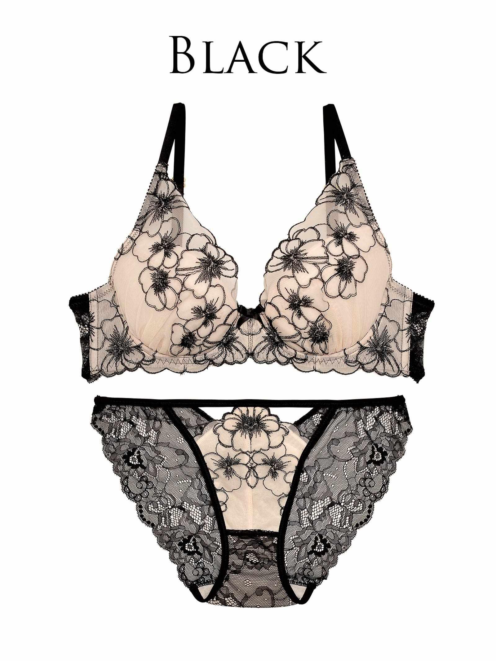 1/20再販!【Reinest】ロマンスビオラエンブロイダリーブラジャー&バック透けフルバックショーツ - 【公式】247Lingerie