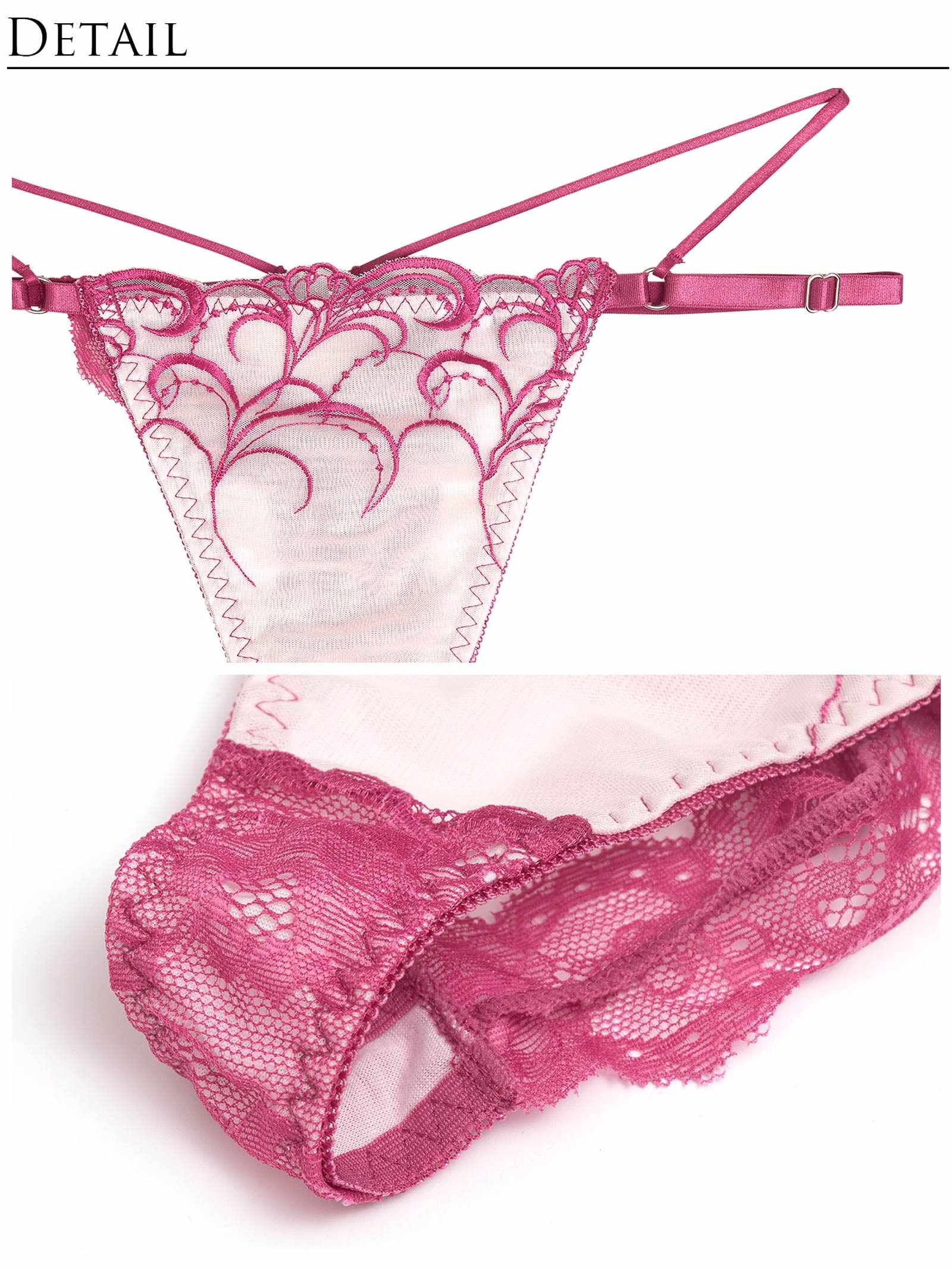 6/11新作!!【永尾まりや着用】【Reinest】ストリングアイビーエンブロイダリーブラジャー&バック透けTバックショーツ