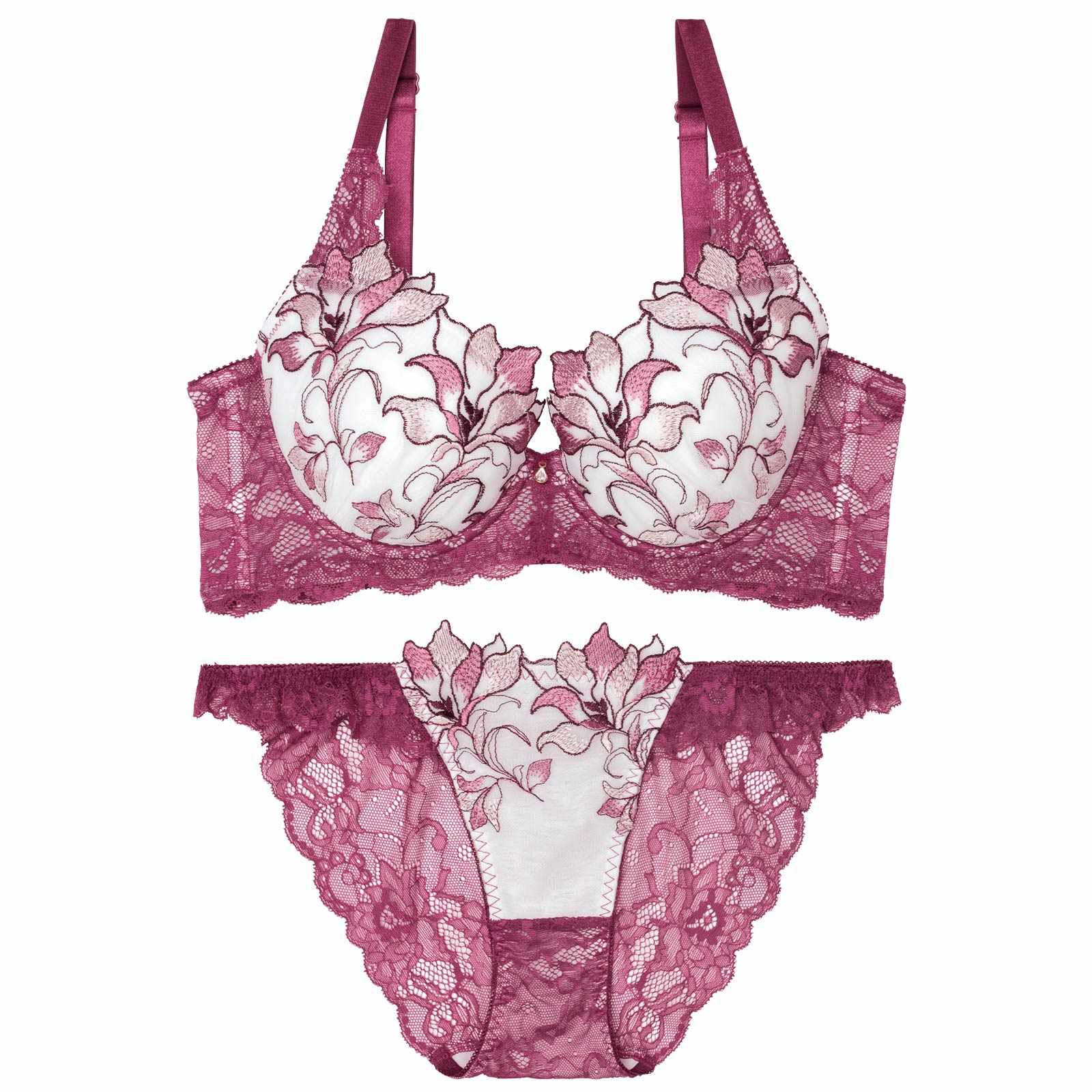 【永尾まりや着用】【Reinest】トワイライトリリーレース育乳脇高★魔法のブラジャー&バック透けフルバックショーツ