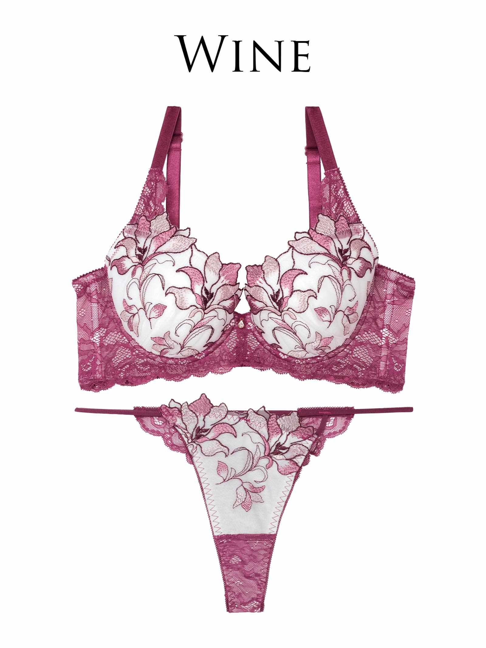 6/23新作!!【永尾まりや着用】【Reinest】トワイライトリリーレース育乳脇高★魔法のブラジャー&バック透けTバックショーツ