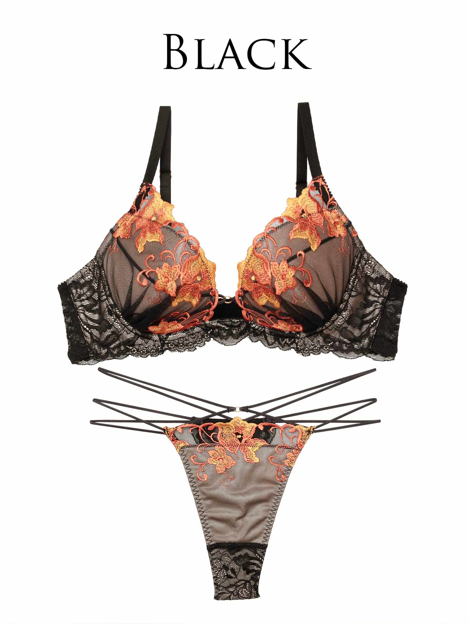 8/1新作!【永尾まりや着用】【Reinest】シックブロッサムコードブラジャー&バック透けTバックショーツ