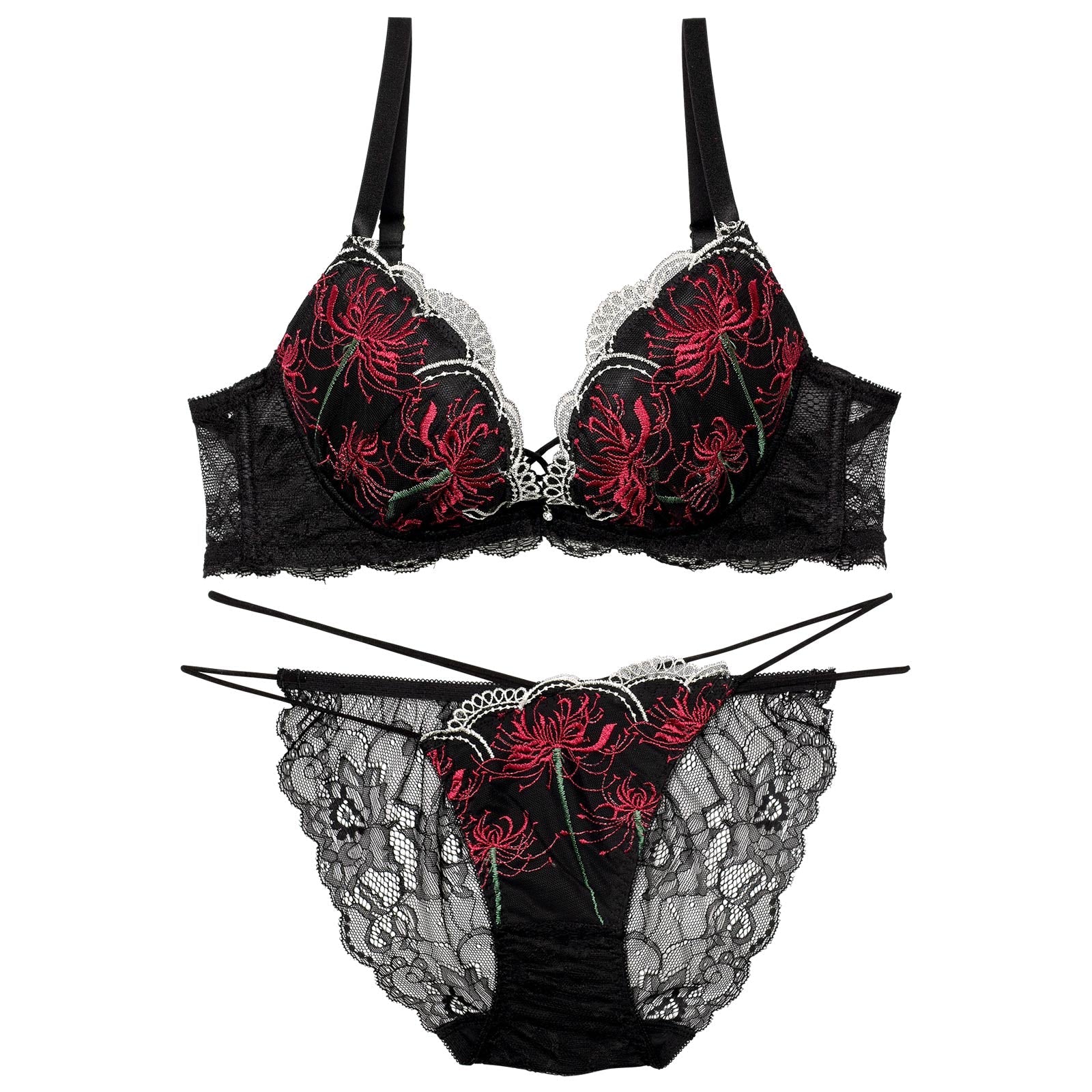 10/4再販!【Reinest】スパイダーリリーレースブラジャー&バック透けフルバックショーツ