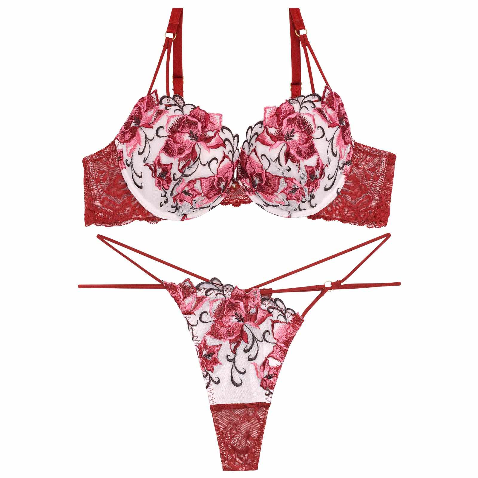 【Reinest】ミスティックアイビーフルールブラジャー&バック透けTバックショーツ