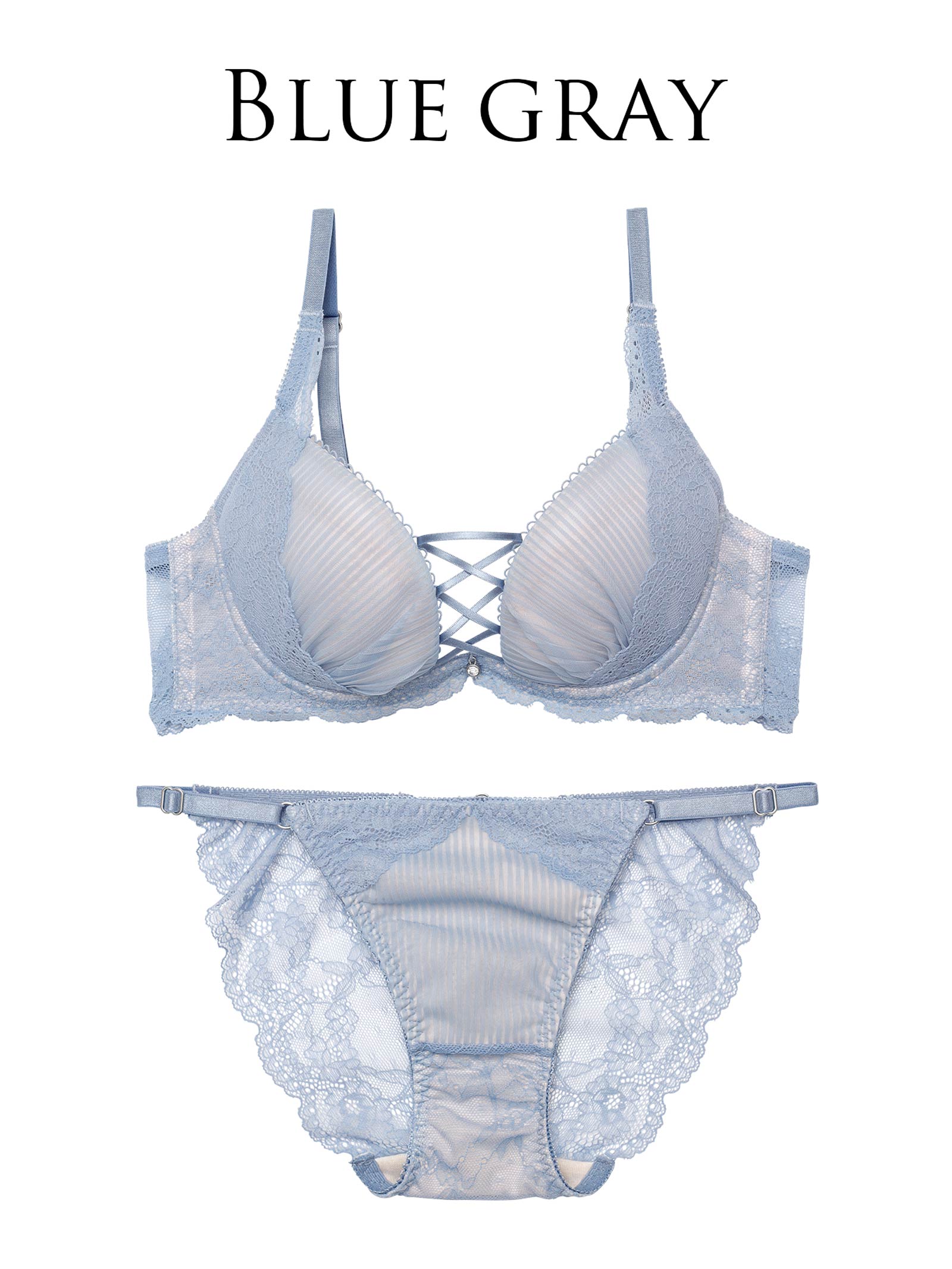 9/1新作!【永尾まりや着用】【Reinest】メロウプリーツレースアップブラジャー&バック透けフルバックショーツ