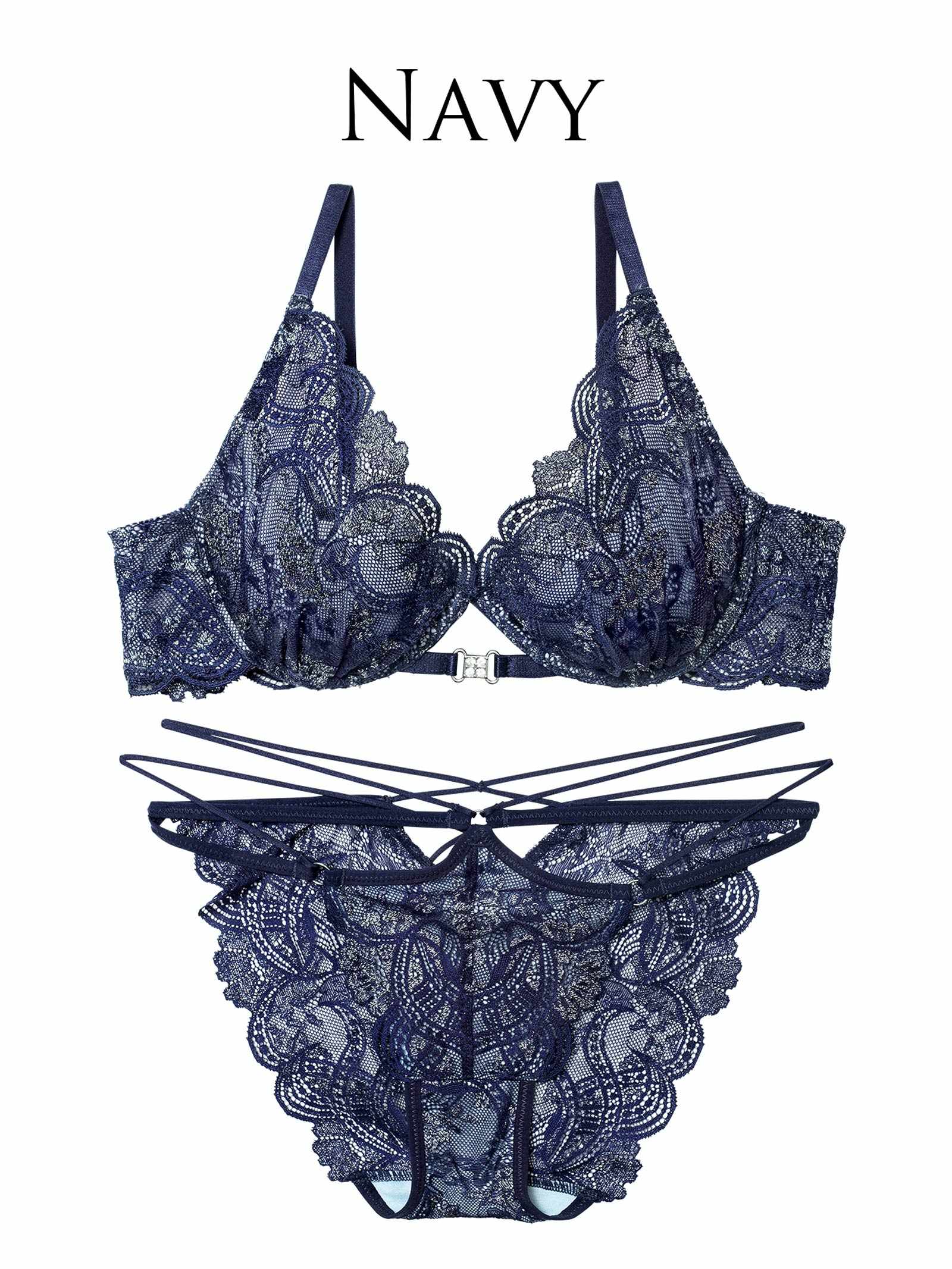 12/1新作!【永尾まりや着用】【Reinest】エレガントジュエルレースブラジャー&バック透けフルバックショーツ