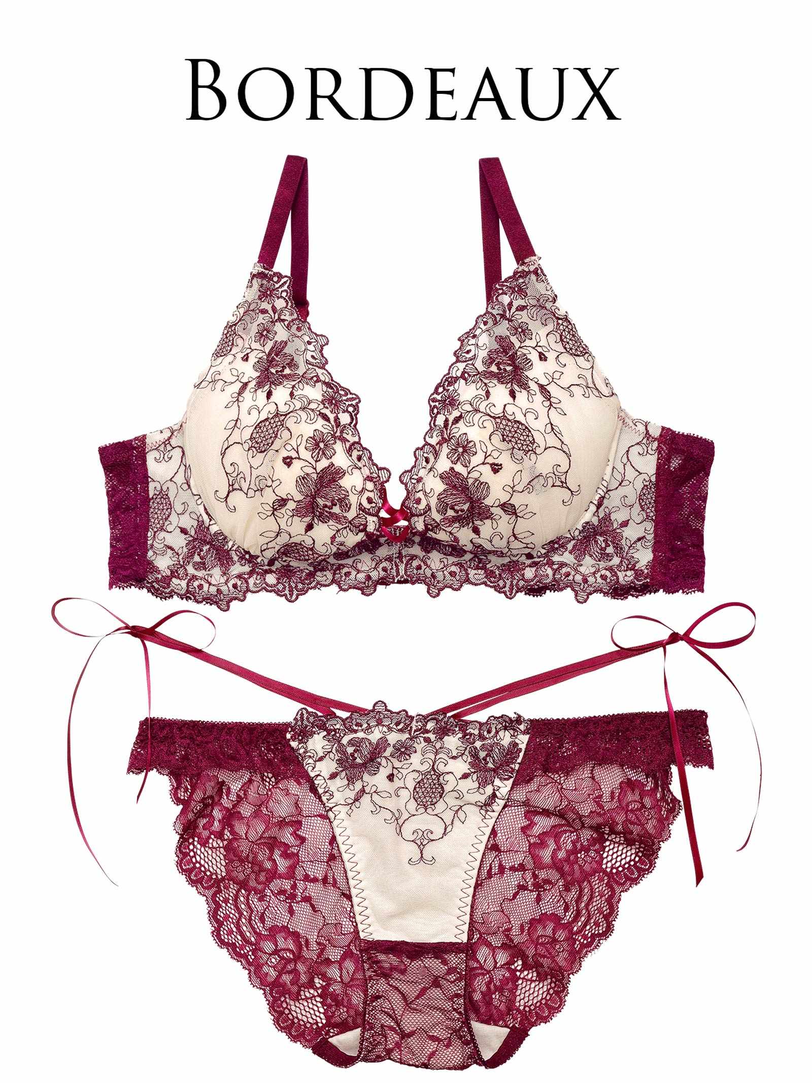 12/6新作!【永尾まりや着用】【Reinest】アンティークアイビーストリングブラジャー&バック透けフルバックショーツ