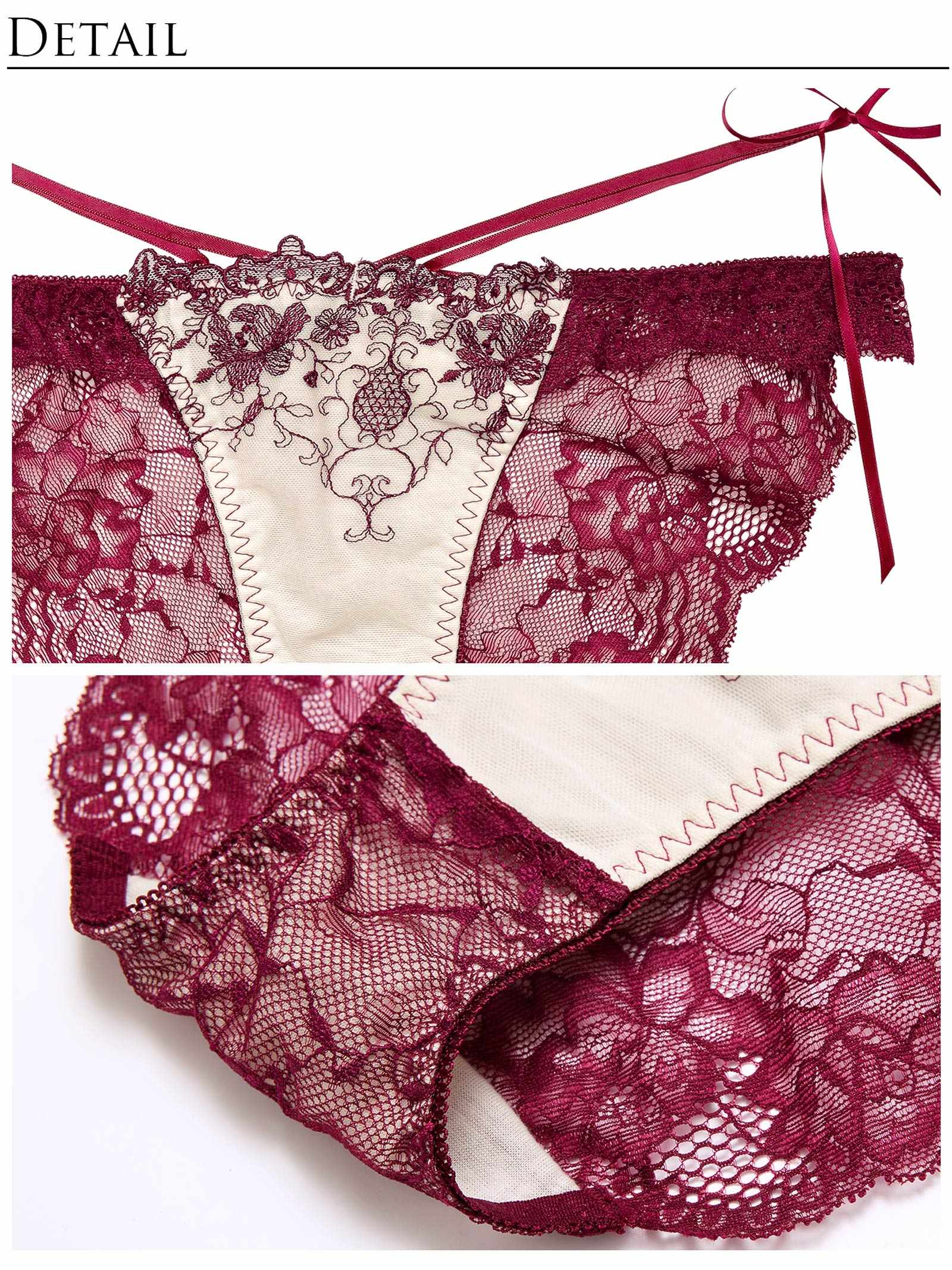 12/6新作!【永尾まりや着用】【Reinest】アンティークアイビーストリングブラジャー&バック透けフルバックショーツ