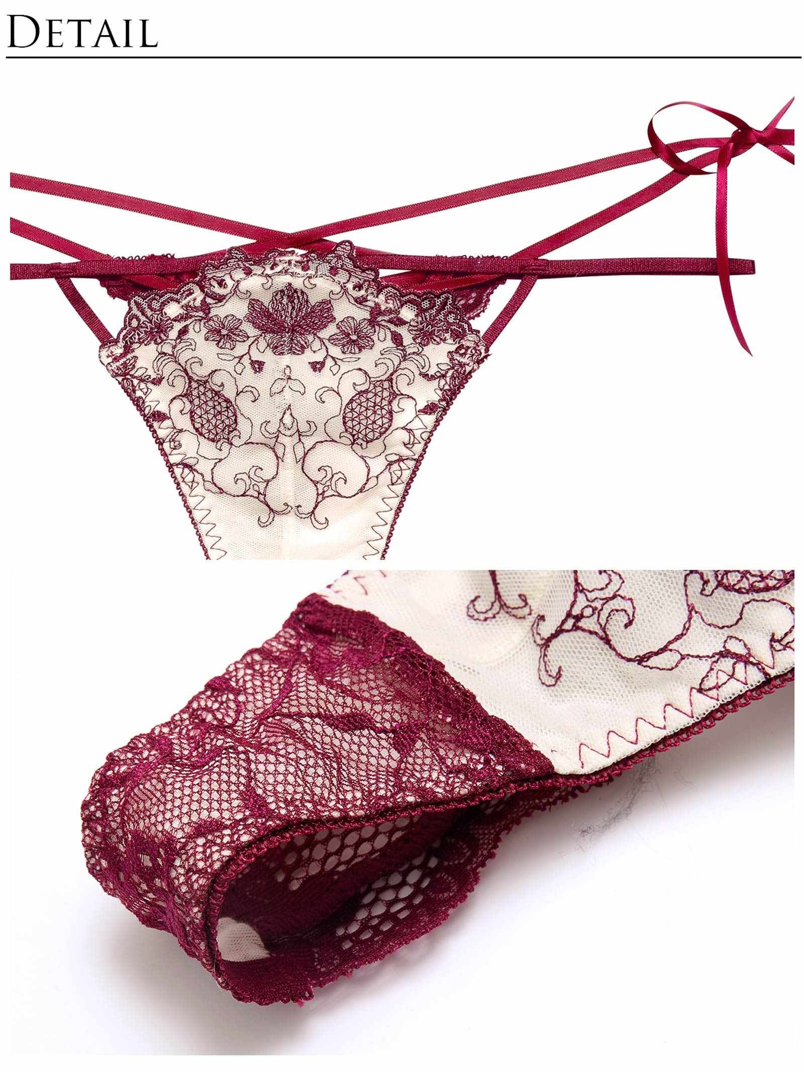 12/6新作!【永尾まりや着用】【Reinest】アンティークアイビーストリングブブラジャー&バック透けTバックショーツ