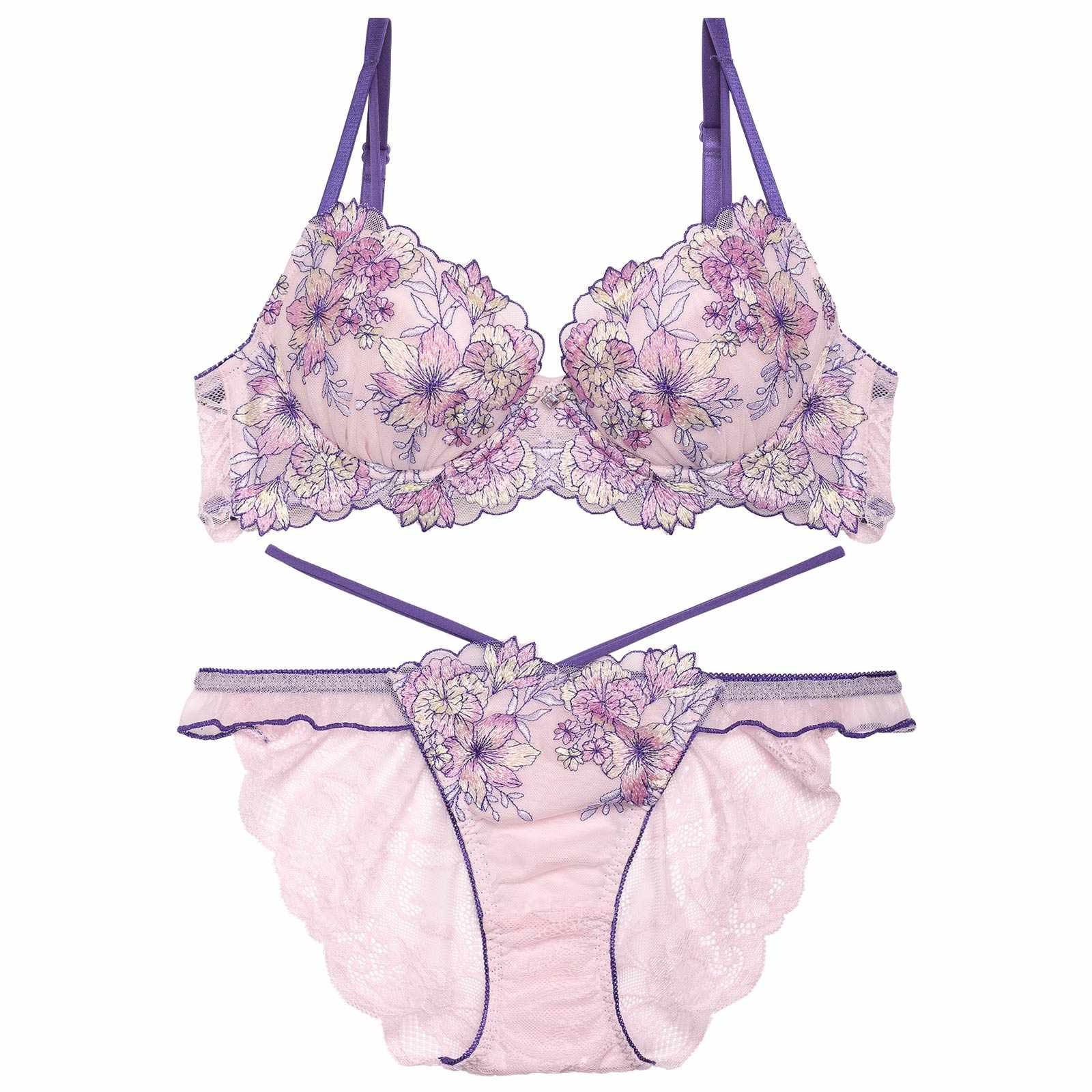 【永尾まりや着用】【Reinest】メロウフラワーエデンブラジャー&バック透けフルバックショーツ