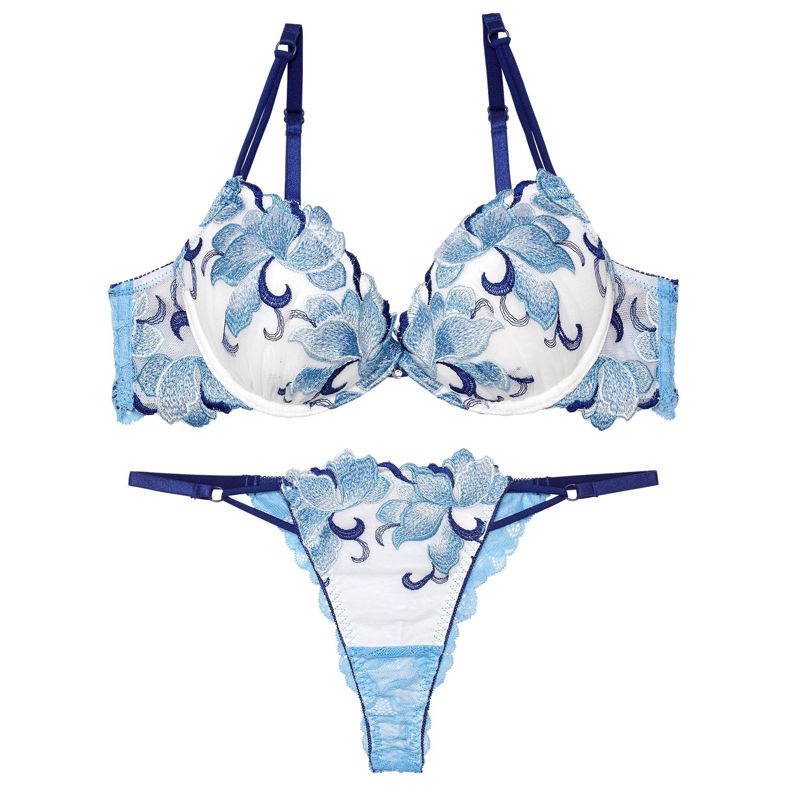 【永尾まりや着用】【Reinest】ルミナスクイーンフラワーブラジャー&バック透けTバックショーツ