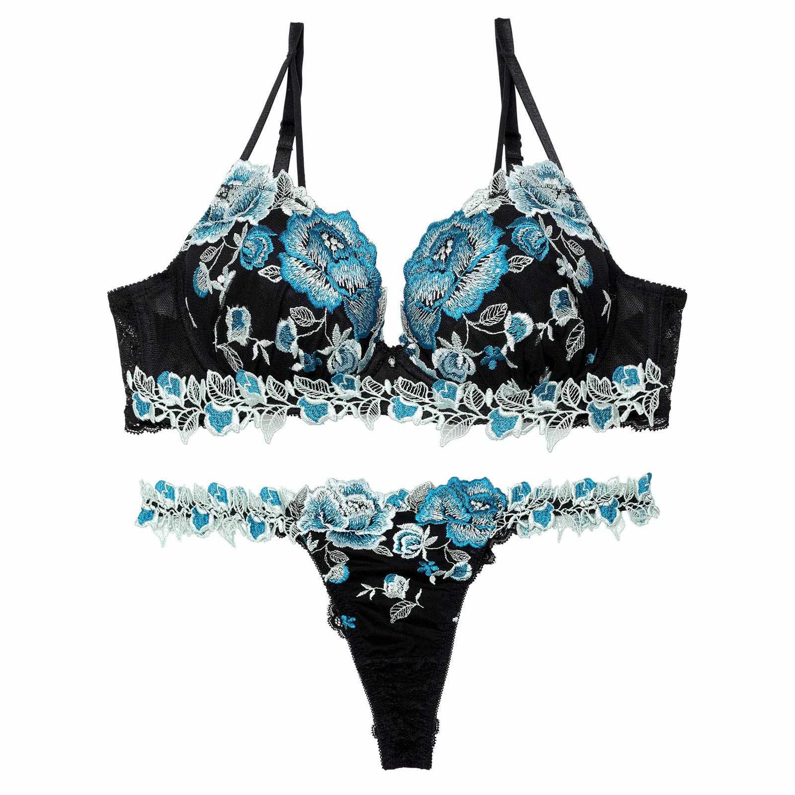 【永尾まりや着用】【Reinest】リュクスローズブーケブラジャー&バック透けTバックショーツ