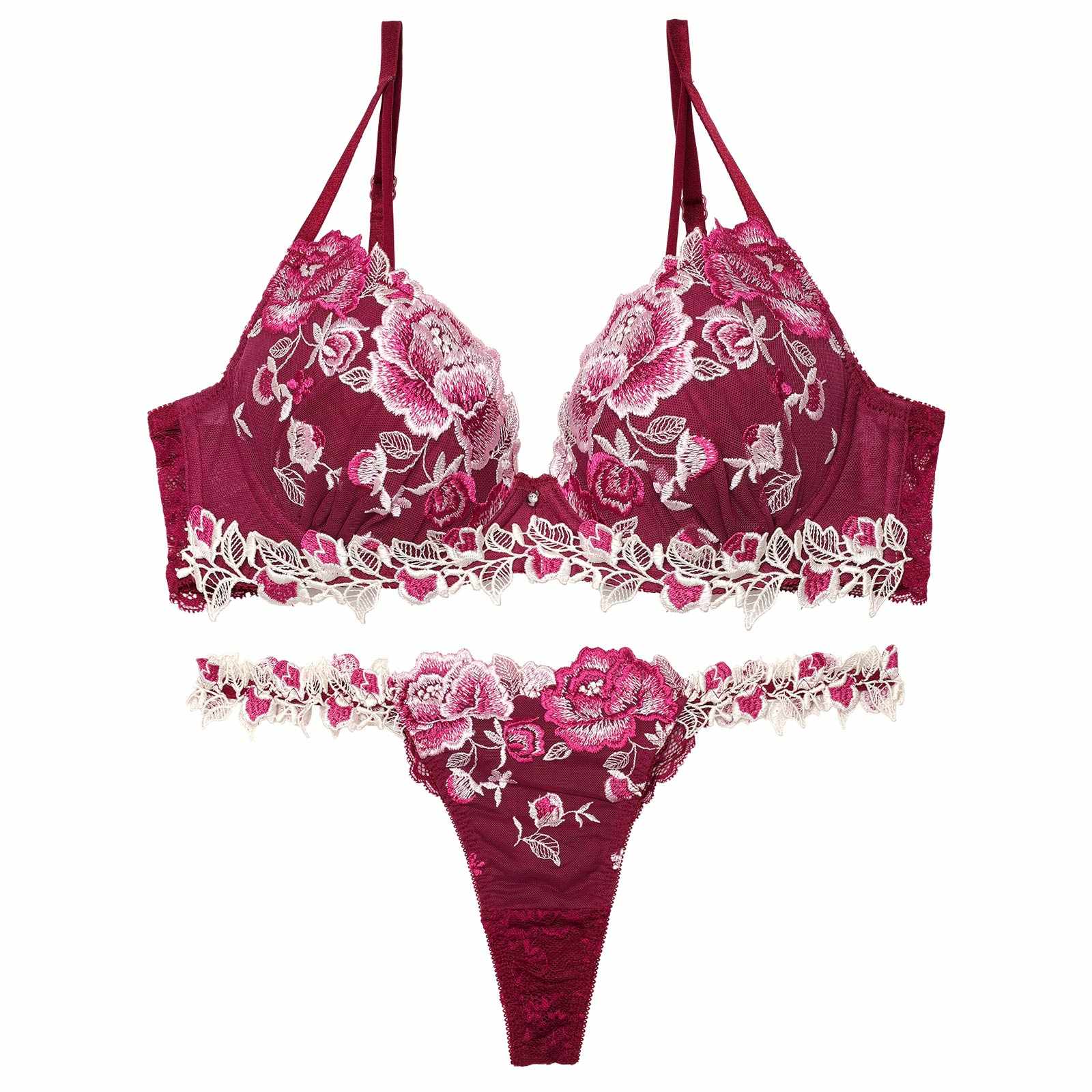 【永尾まりや着用】【Reinest】リュクスローズブーケブラジャー&バック透けTバックショーツ