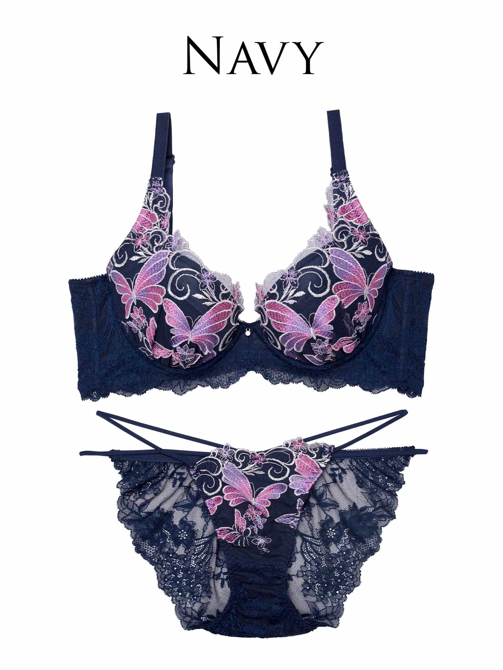 7/14新作!!【永尾まりや着用】【Reinest】エレガンスパピヨンフルール育乳脇高★魔法のブラジャー&バック透けフルバックショーツ