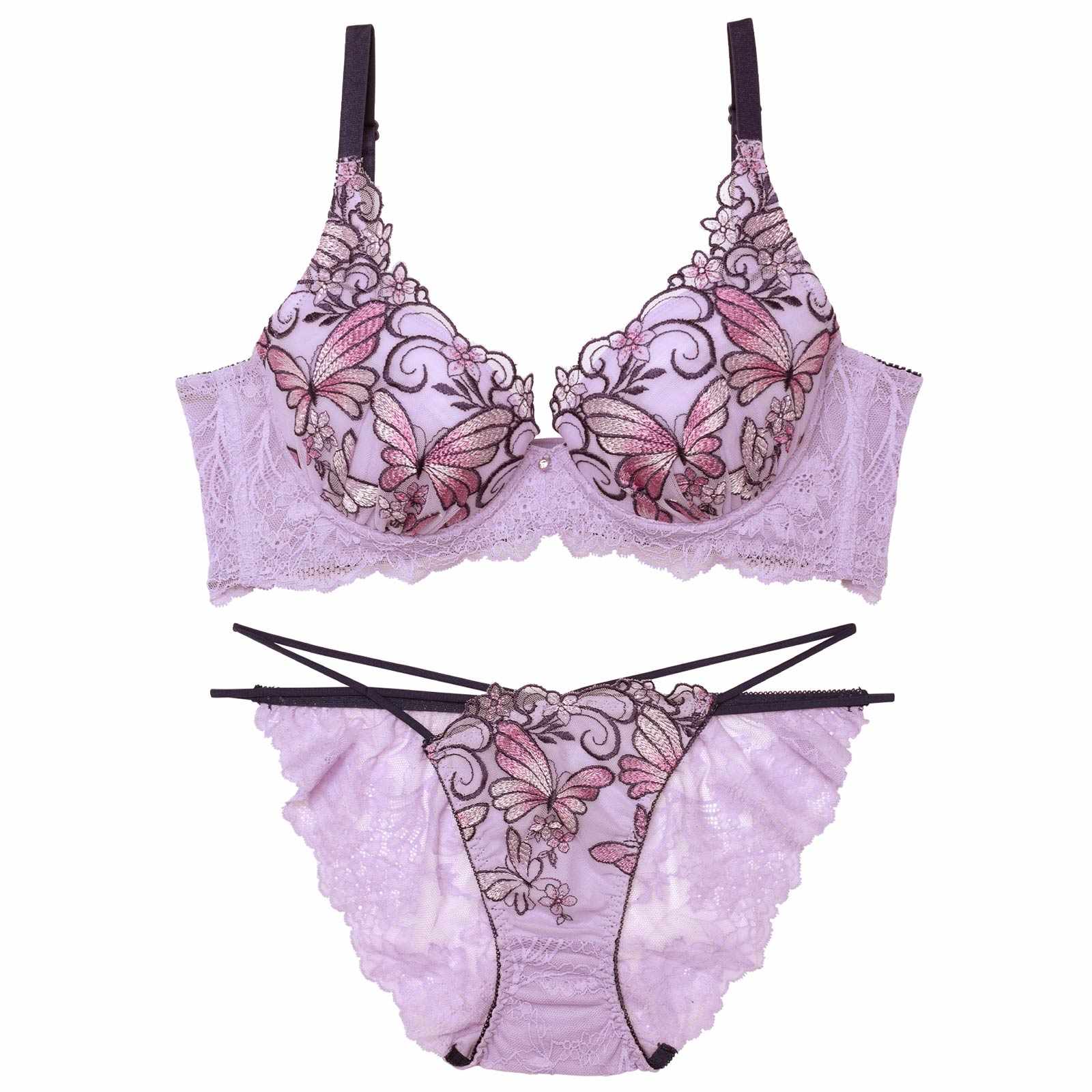 【永尾まりや着用】【Reinest】エレガンスパピヨンフルール育乳脇高★魔法のブラジャー&バック透けフルバックショーツ