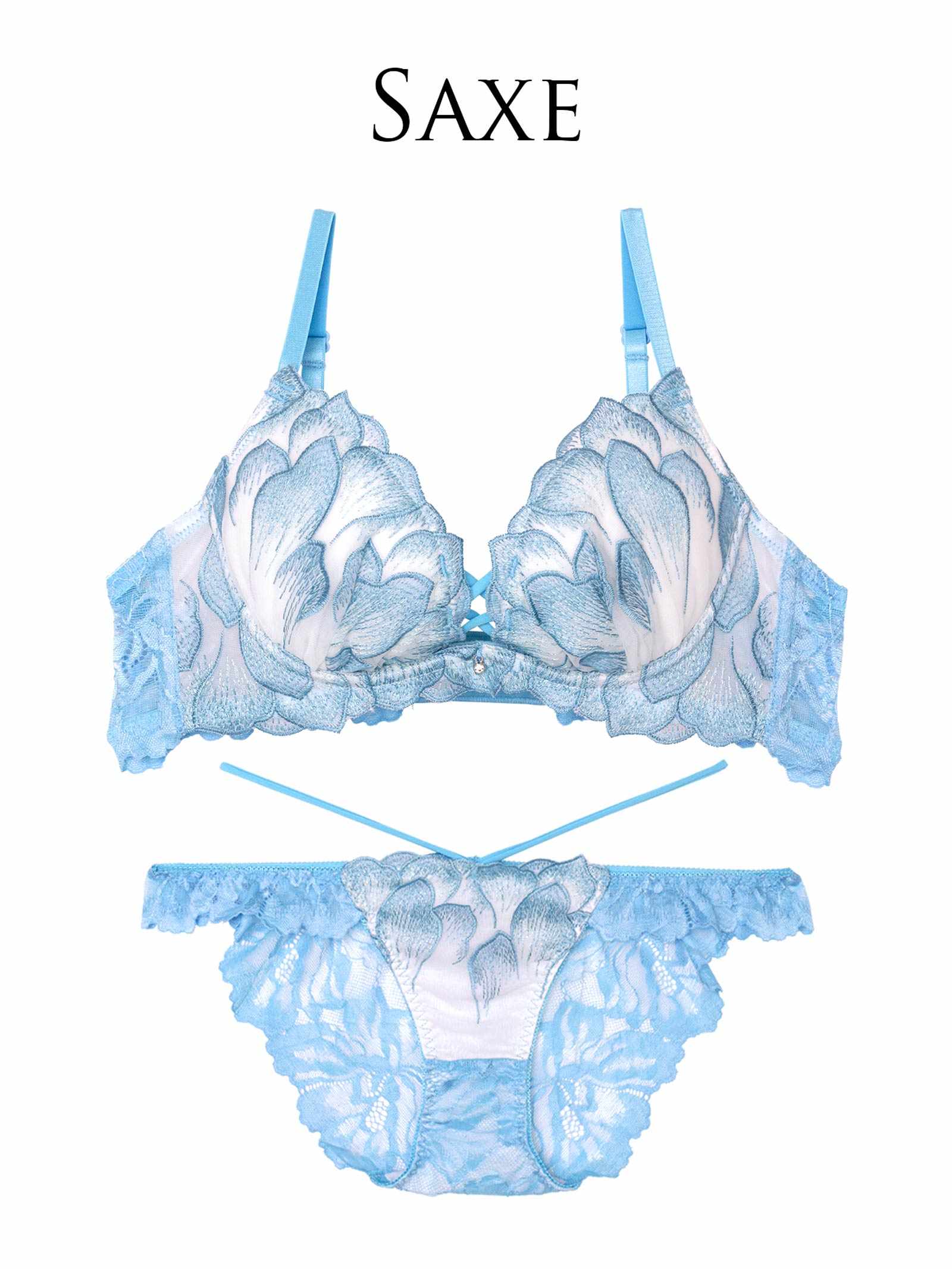 7/2新作!!【永尾まりや着用】【Reinest】ルミエールペタルレーシーブラジャー&バック透けフルバックショーツ