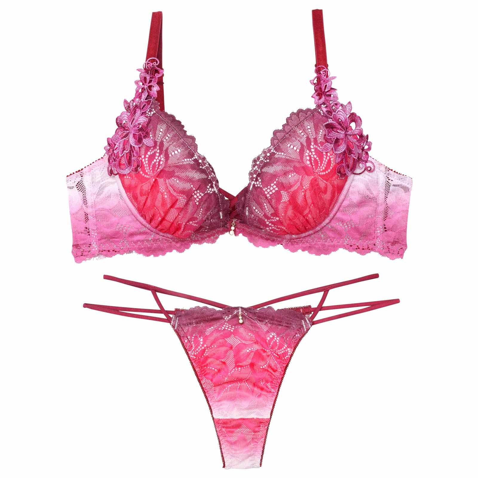 【永尾まりや着用】【Reinest】ブライトマーメイドフラワーブラジャー&バック透けTバックショーツ