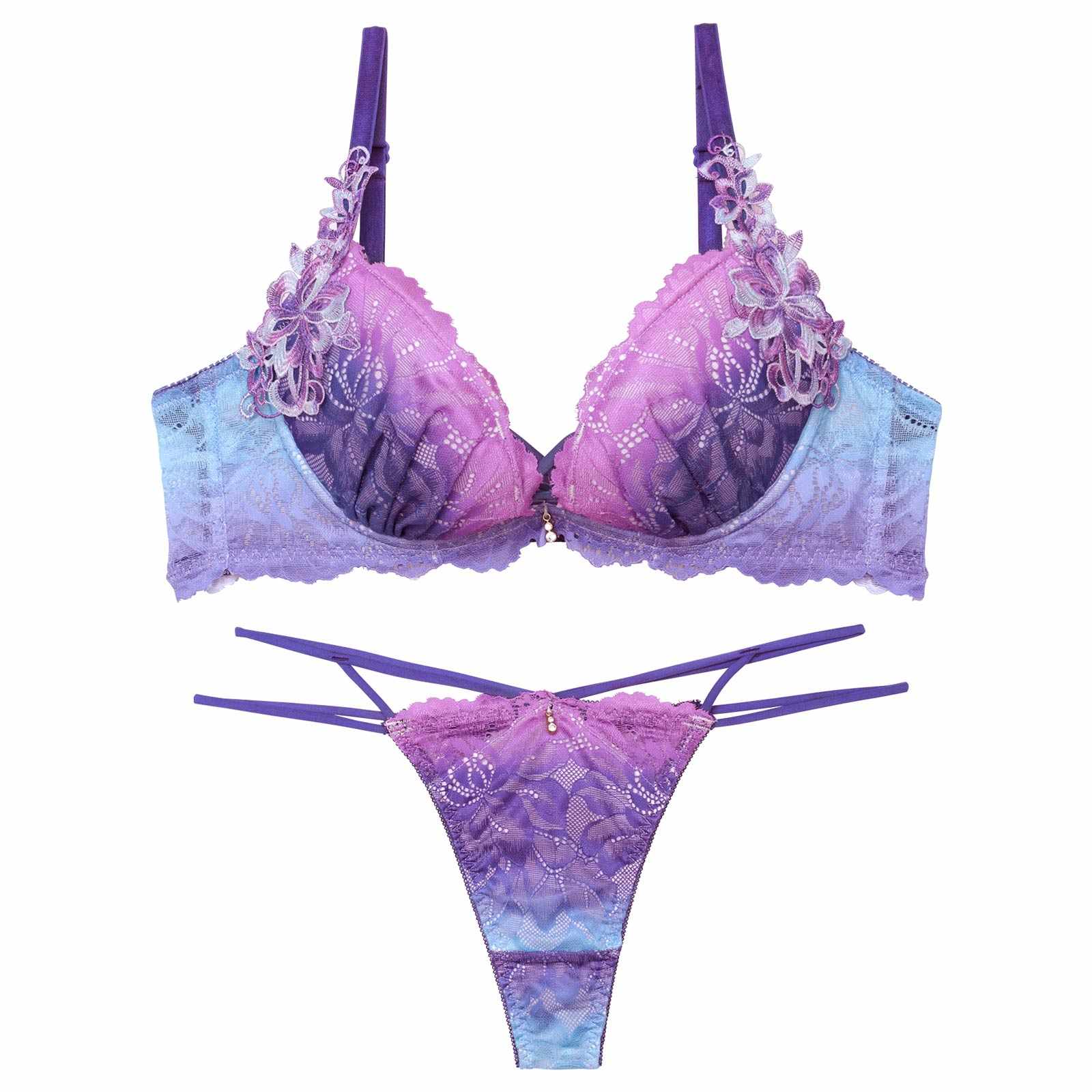 【永尾まりや着用】【Reinest】ブライトマーメイドフラワーブラジャー&バック透けTバックショーツ