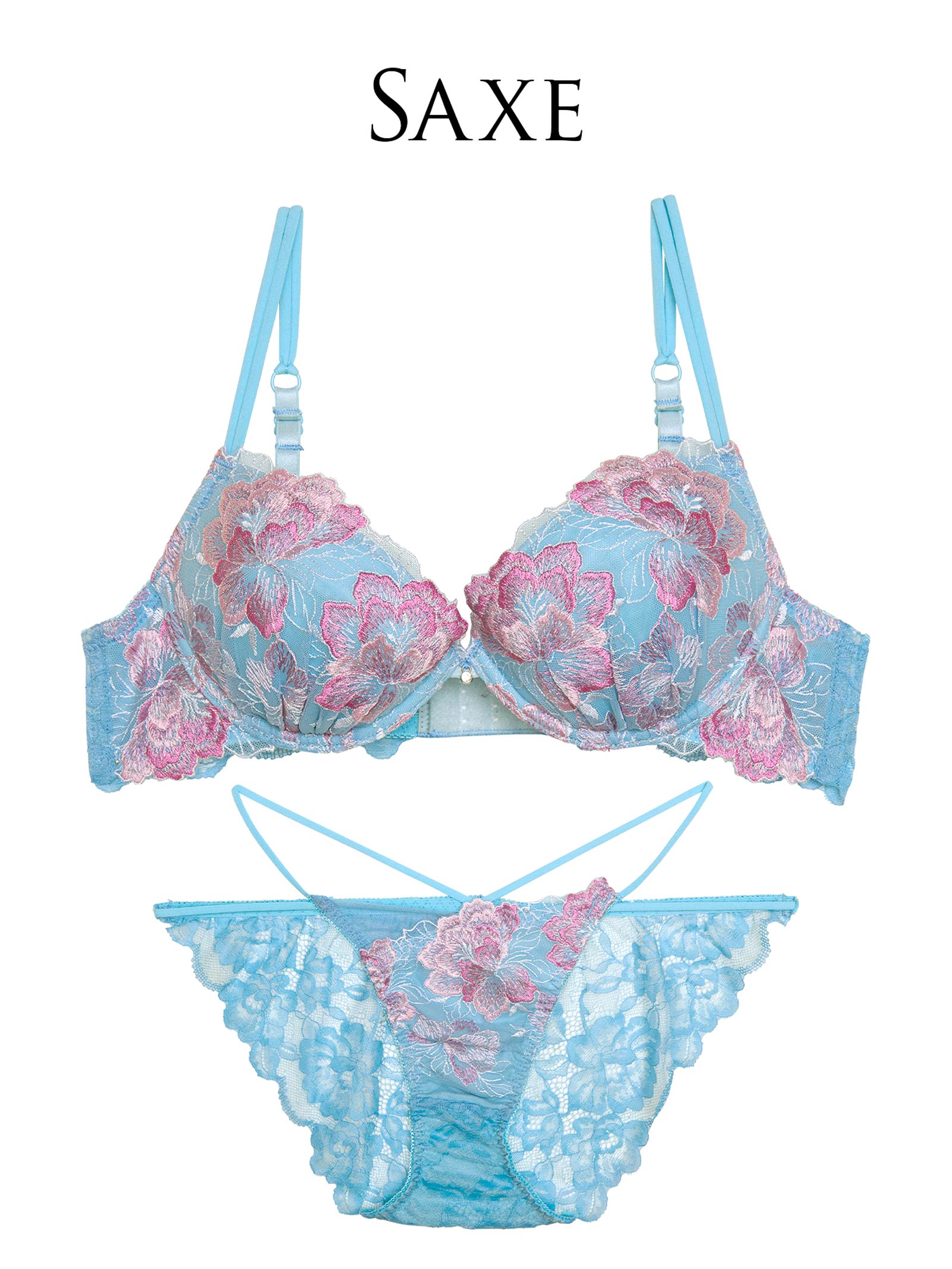 【Reinest】シャルムピオニーブルームブラジャー&バック透けフルバックショーツ