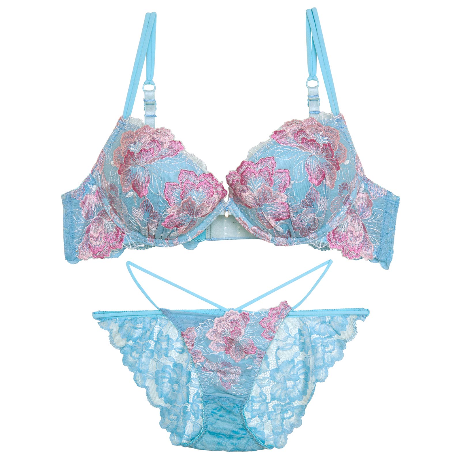 【Reinest】シャルムピオニーブルームブラジャー&バック透けフルバックショーツ