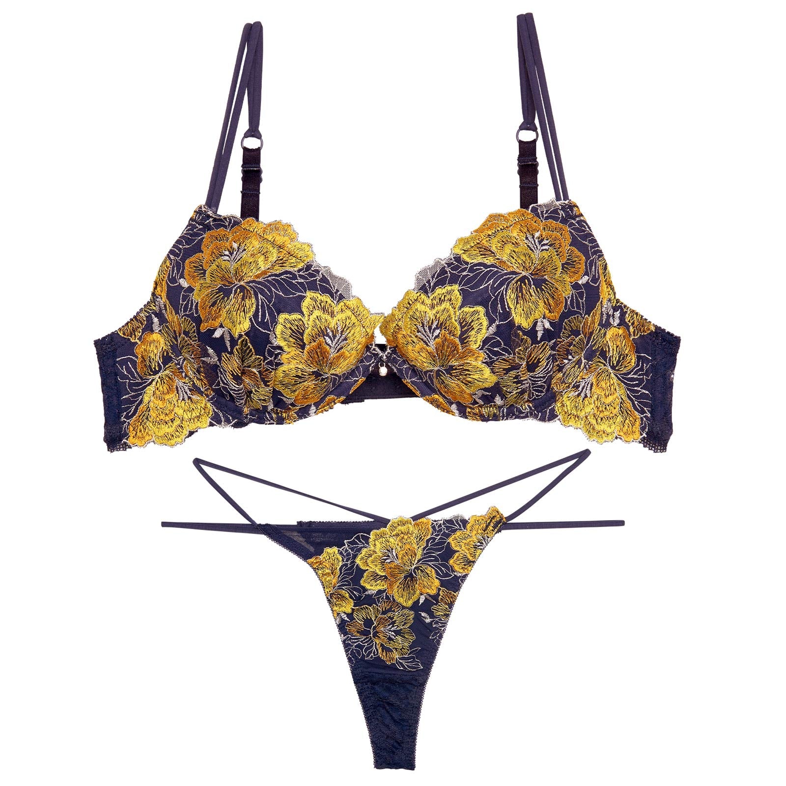 【Reinest】シャルムピオニーブルームブラジャー&バック透けTバックショーツ