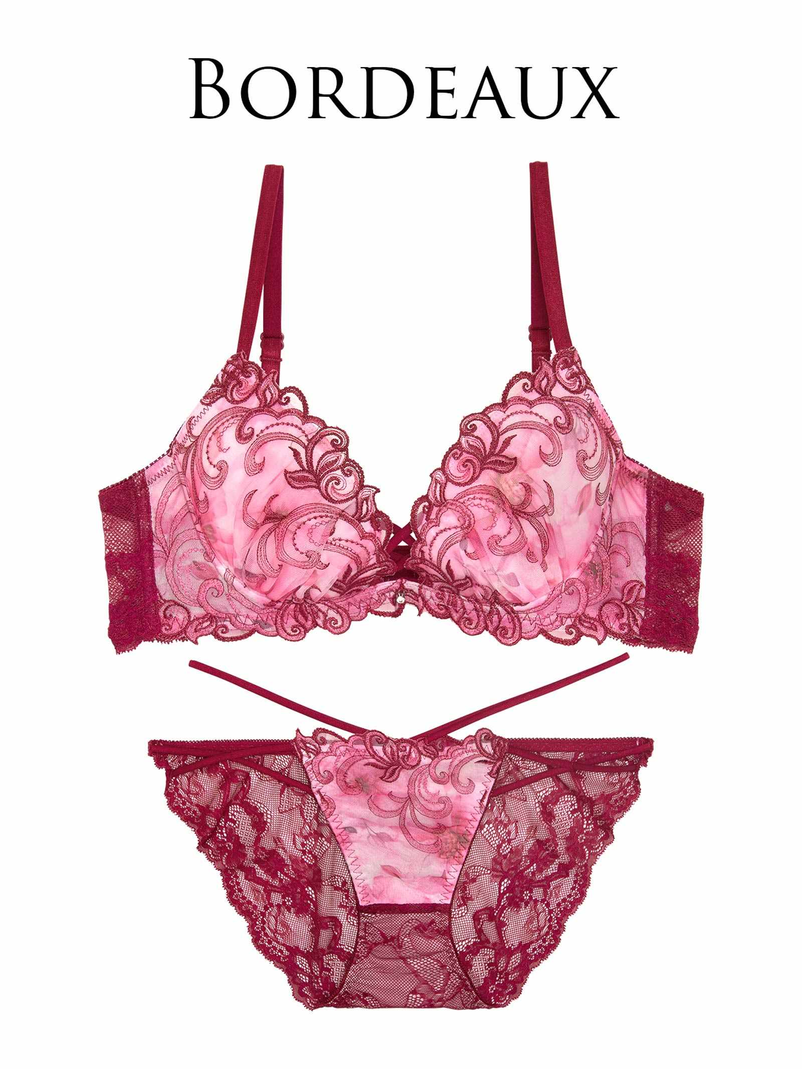 9/26新作!【永尾まりや着用】【Reinest】ジュエルアイビーフローラルブラジャー&バック透けフルバックショーツ