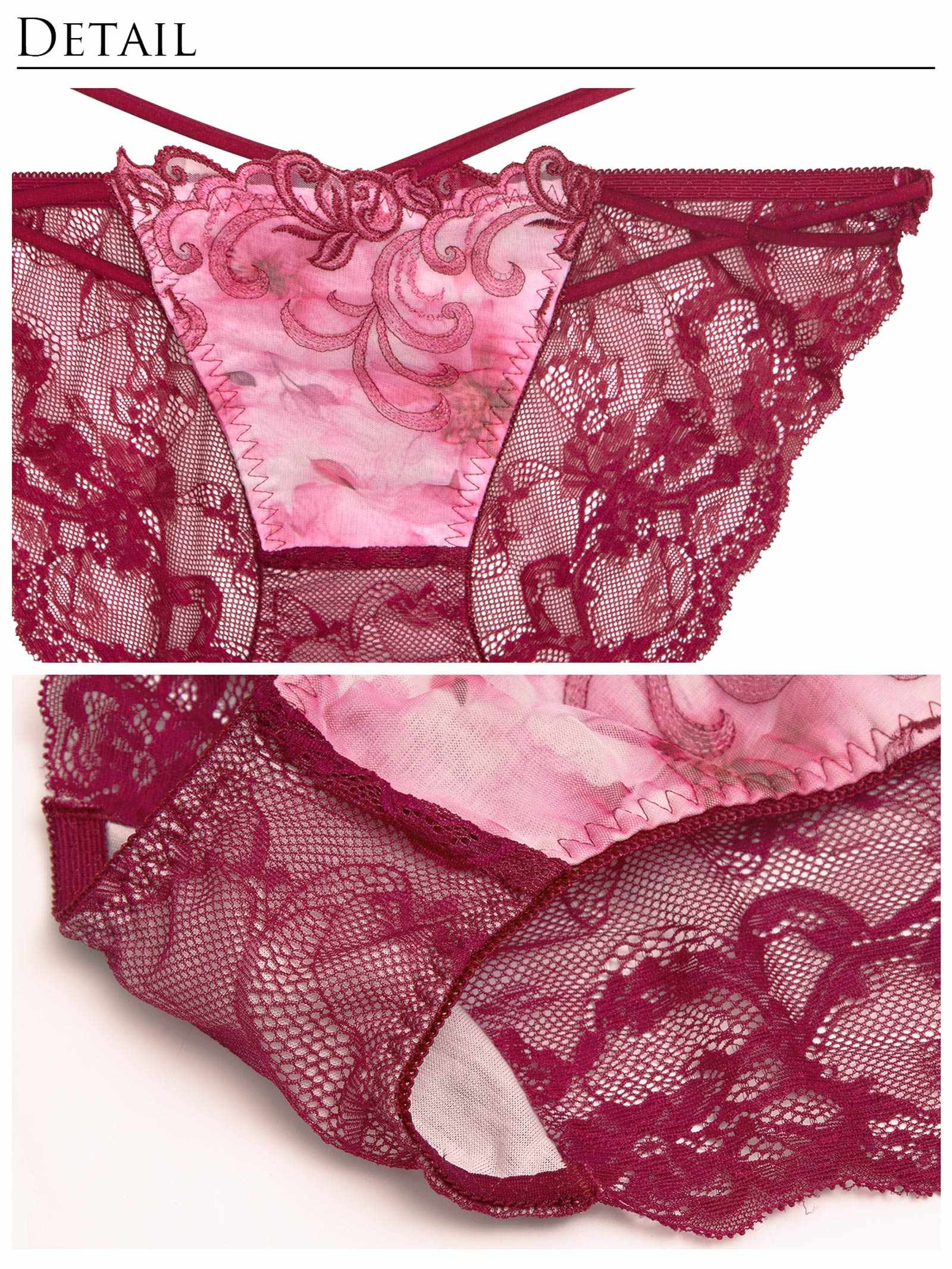 9/26新作!【Reinest】ジュエルアイビーフローラルバック透け選べるショーツ[おそろいショーツ]