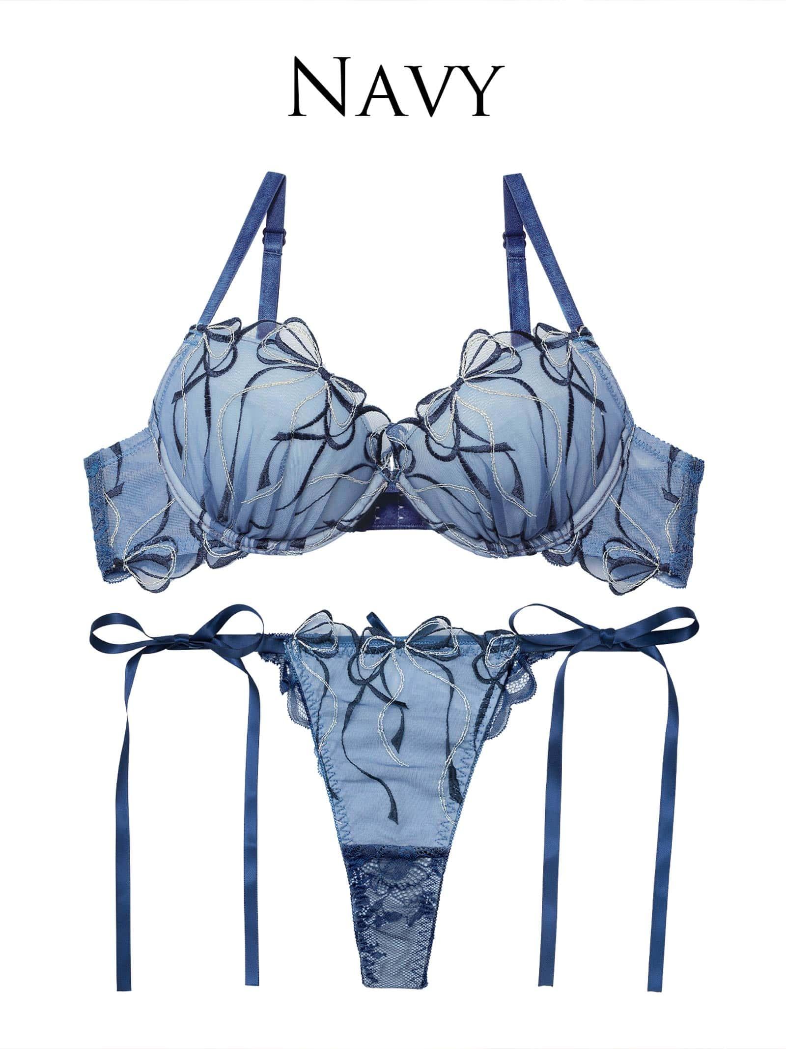 4/9再販!【永尾まりや着用】【Reinest】メロウリボンレースブラジャー&サイド紐バック透けTバックショーツ