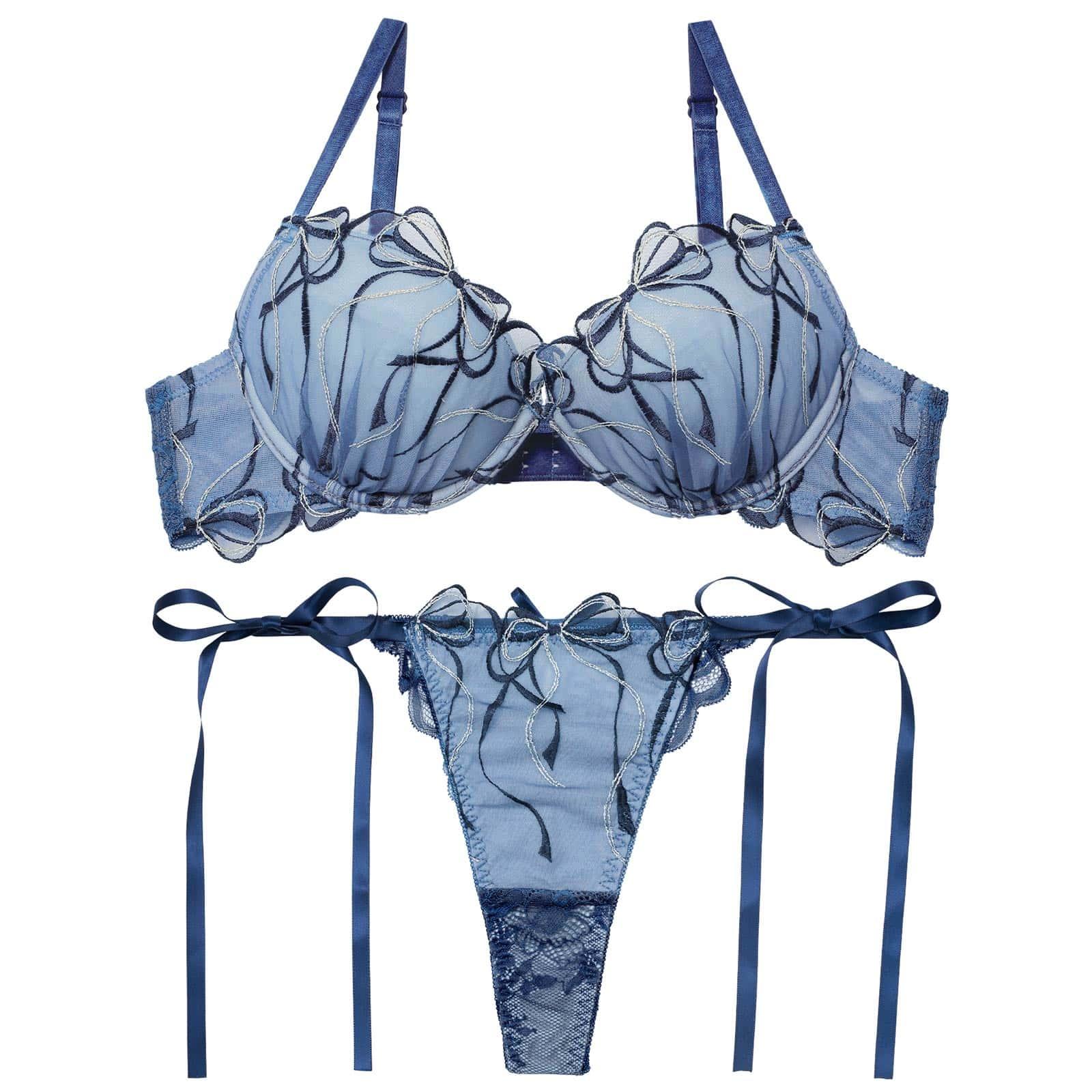 4/9再販!【永尾まりや着用】【Reinest】メロウリボンレースブラジャー&サイド紐バック透けTバックショーツ