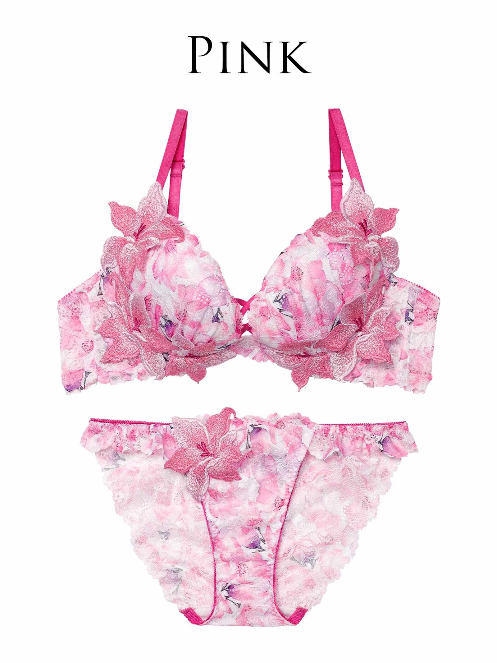 4/6新作!【永尾まりや着用】【Reinest】ルミナスリリーブロッサムブラジャー&バック透けフルバックショーツ