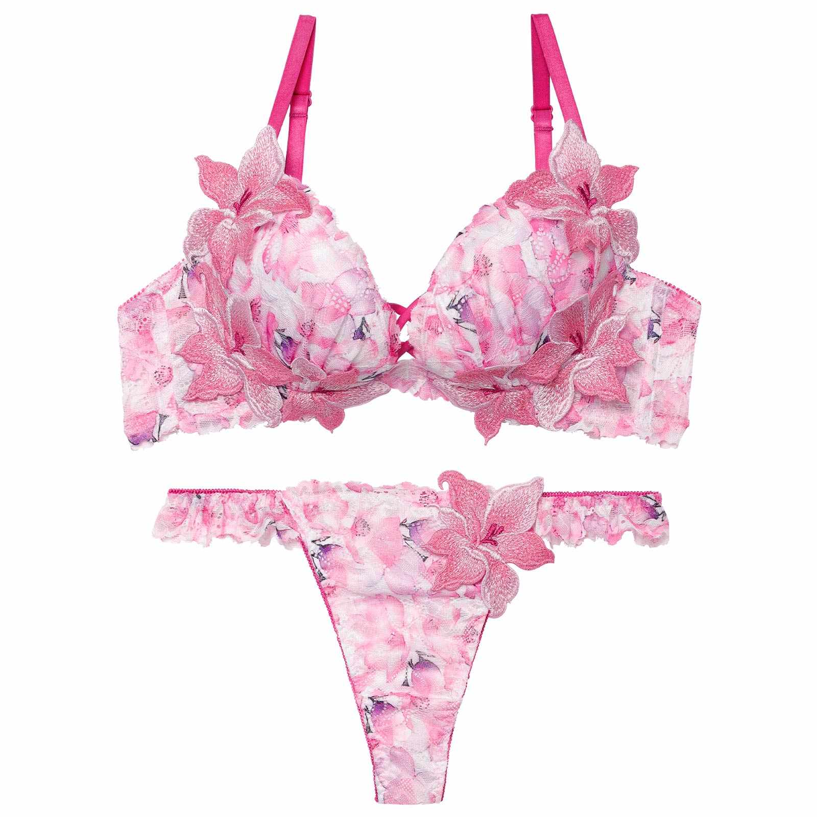 4/6新作!【永尾まりや着用】【Reinest】ルミナスリリーブロッサムブラジャー&バック透けTバックショーツ