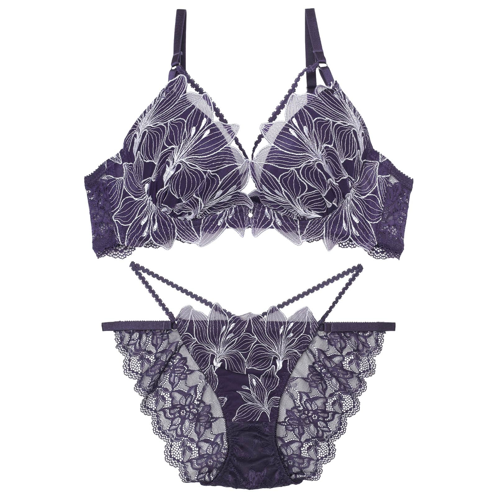 【永尾まりや着用】【Reinest】セレスティアルリリーコードブラジャー&バック透けフルバックショーツ