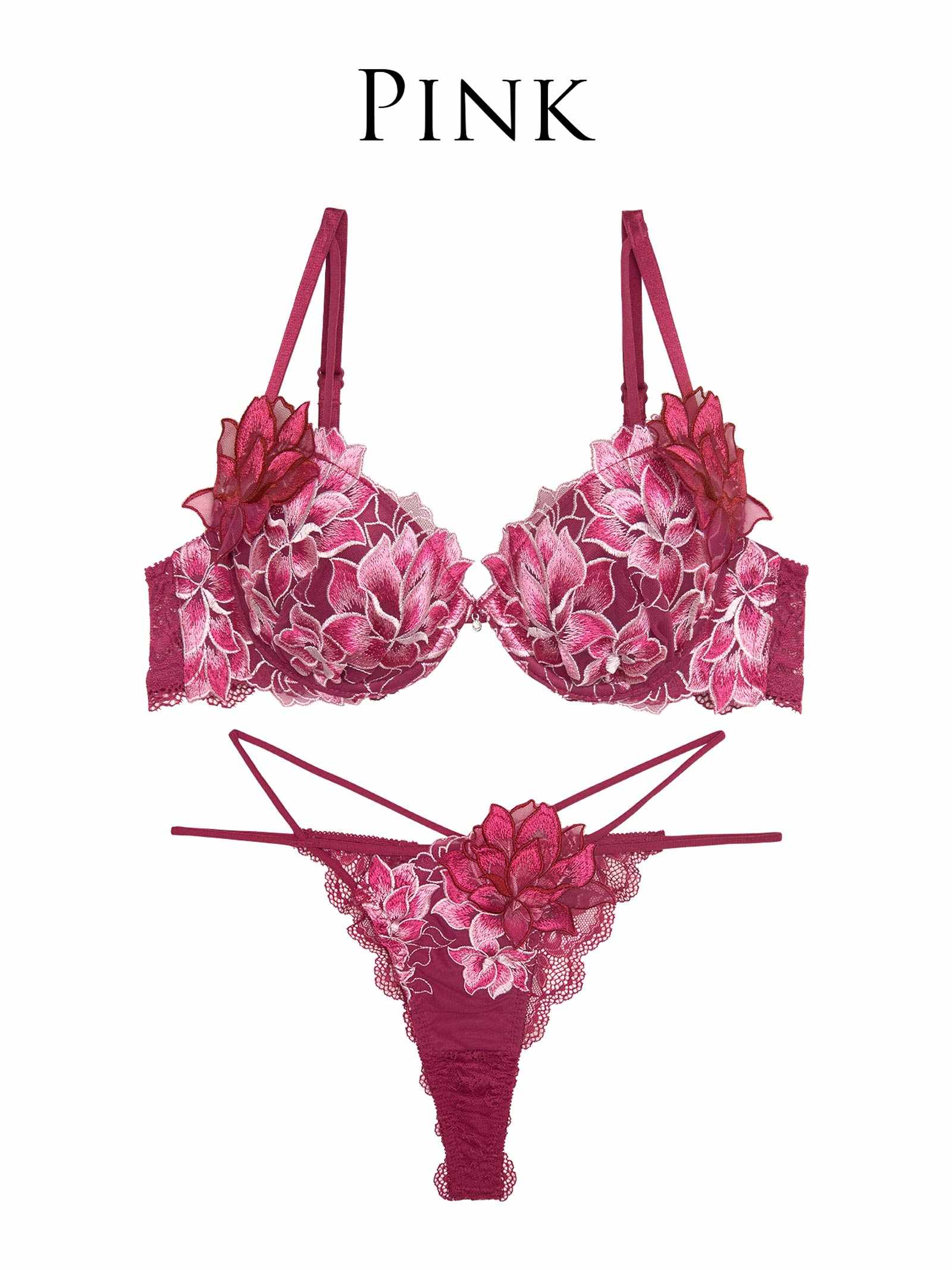 8/25新作!グラマラスピオニーコードブラジャー&バック透けTバックショーツ