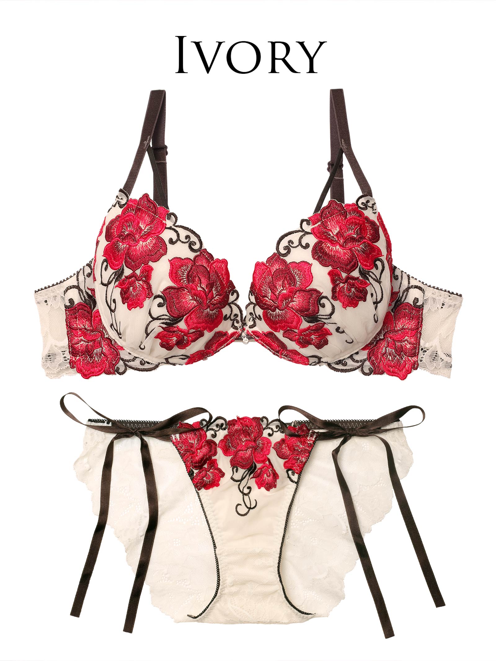 12/3新作!【永尾まりや着用】【Reinest】エターナル リッチローズブラジャー&サイド紐バック透けフルバックショーツ