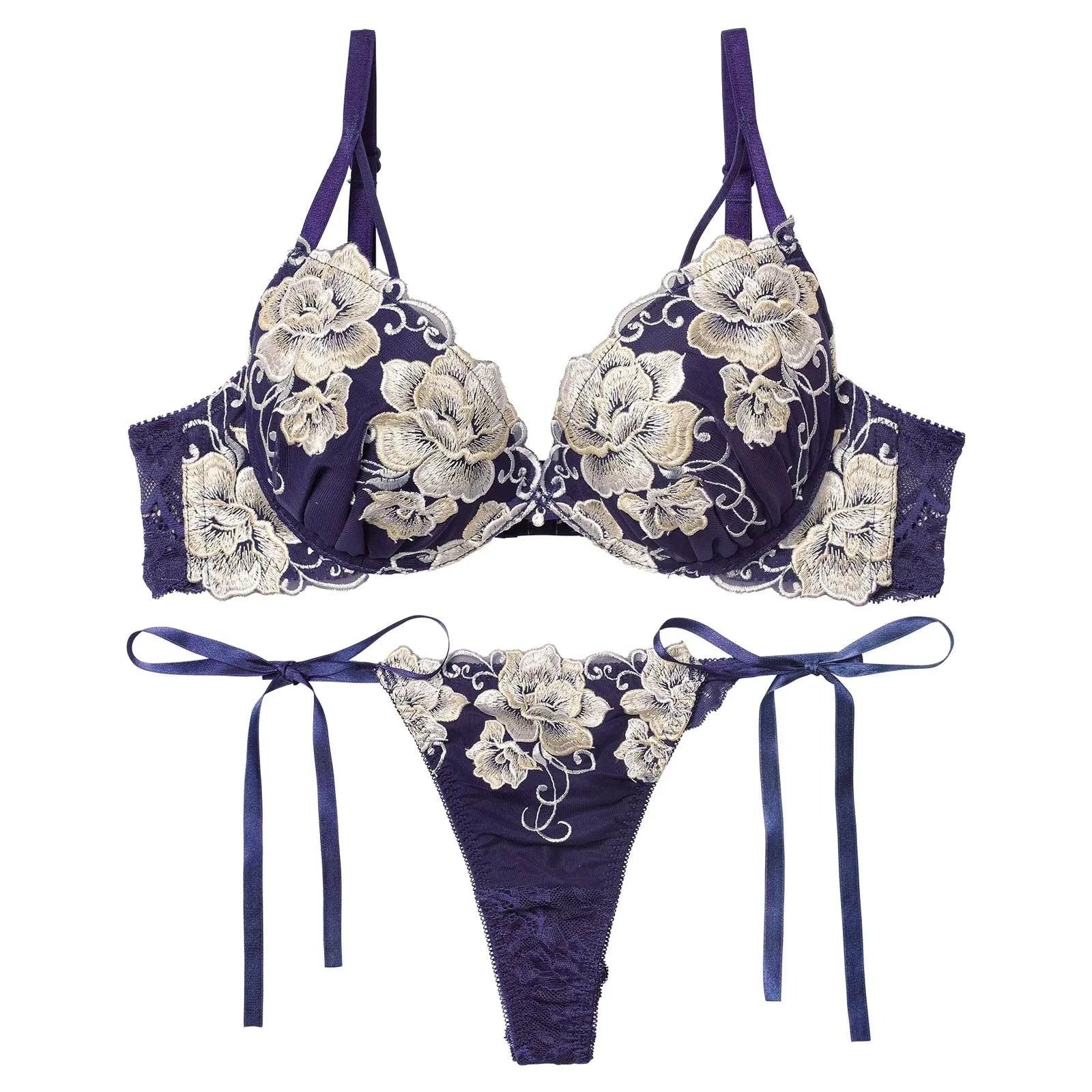 3/12再販!【永尾まりや着用】【Reinest】エターナル リッチローズブラジャー&サイド紐バック透けTバックショーツ