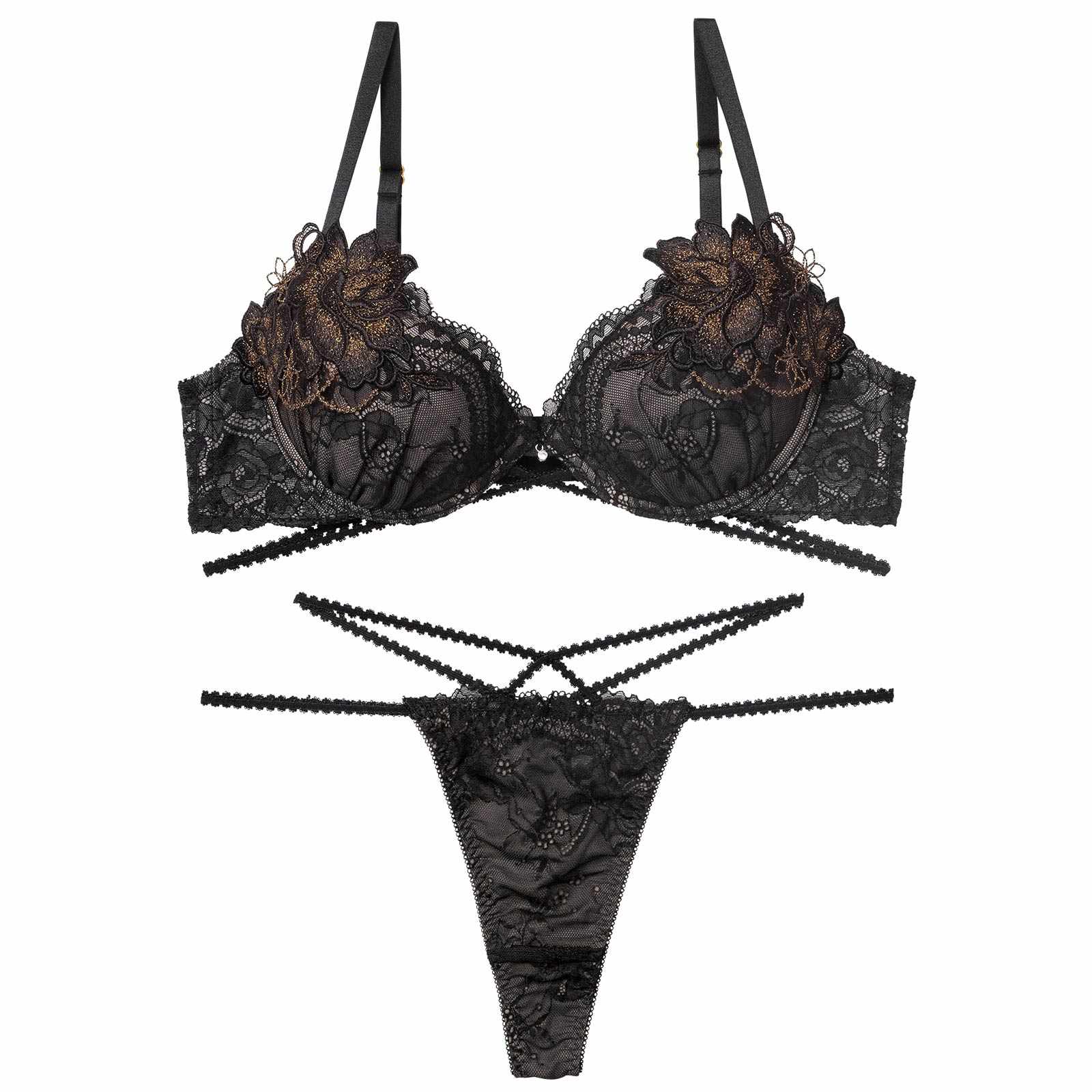 12/10新作!【永尾まりや着用】【Reinest】マジェスティックコードレースブラジャー&バック透けTバックショーツ