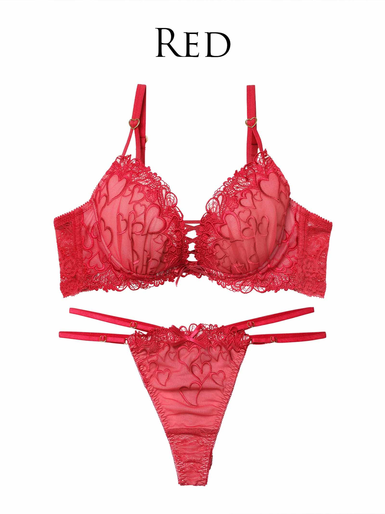 1/14新作!【永尾まりや着用】【Reinest】スピンドルクイーンハートブラジャー&バック透けTバックショーツ