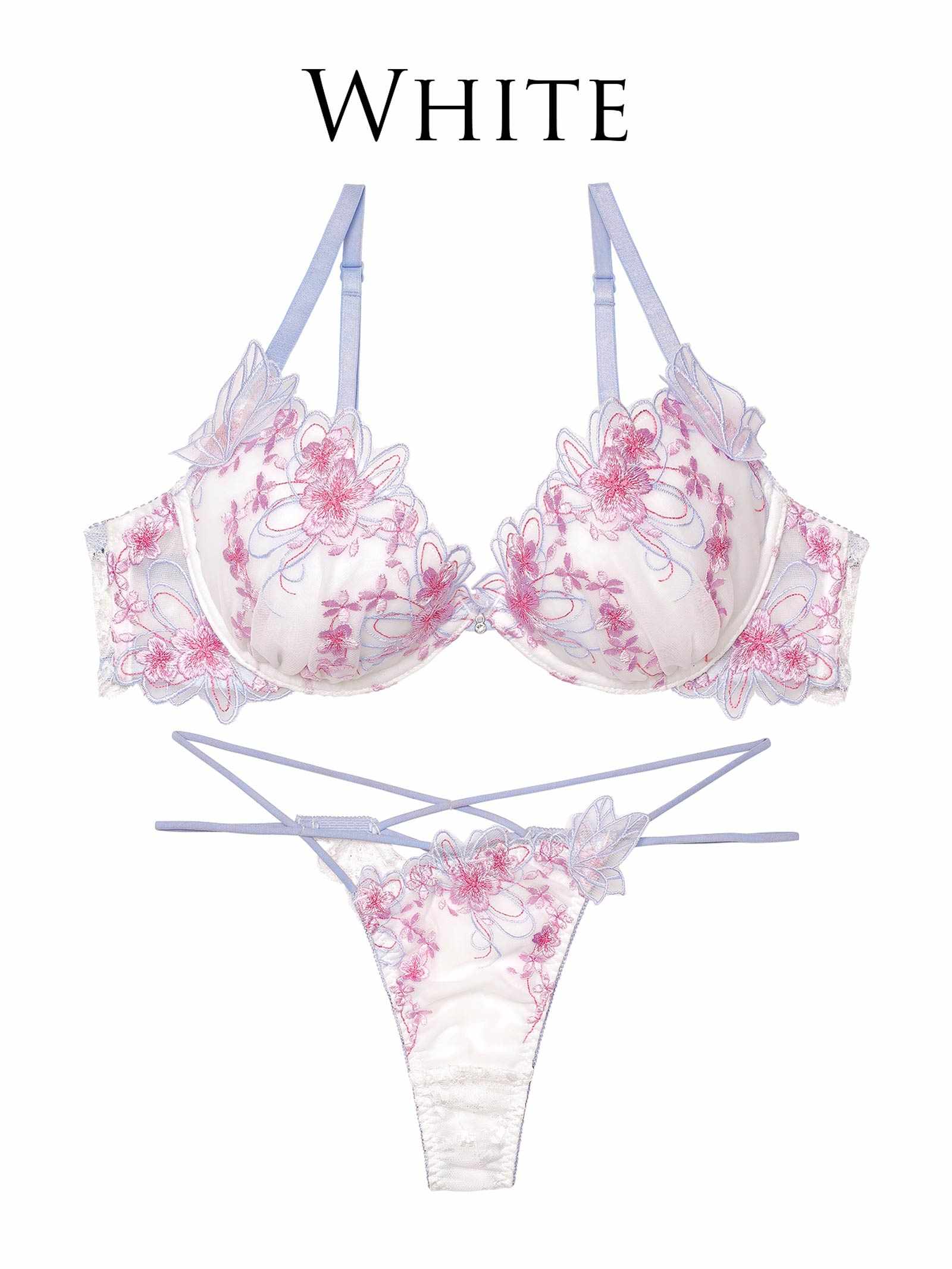 3/4新作!【永尾まりや着用】【Reinest】グレイスチェリーブロッサムブラジャー&バック透けTバックショーツ