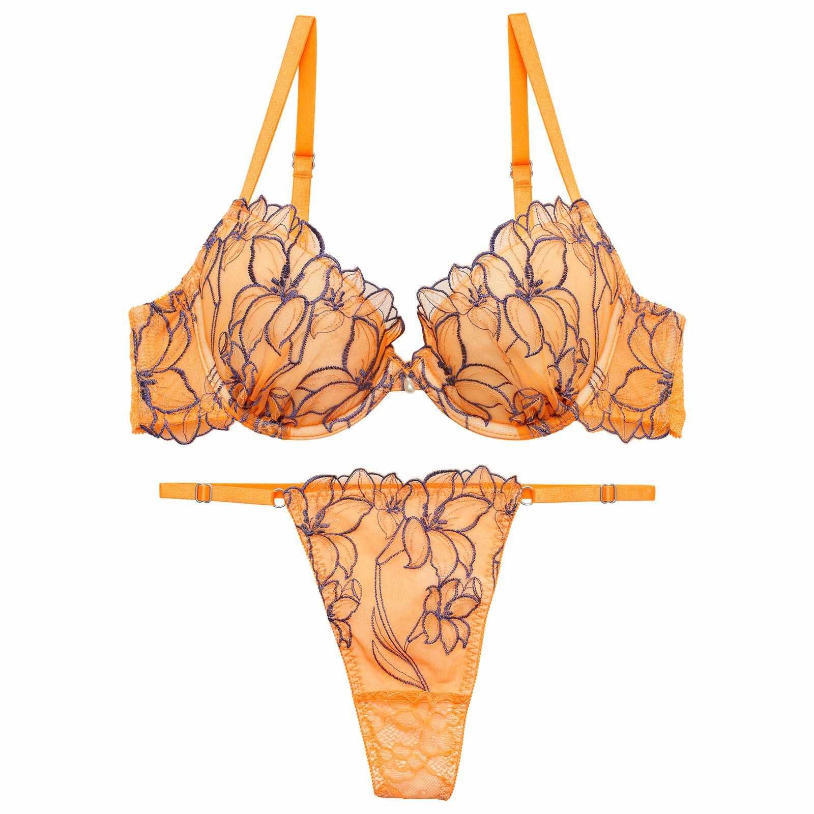 4/1新作!【永尾まりや着用】【Reinest】グラマラスビビッドブロッサムブラジャー&バック透けTバックショーツ