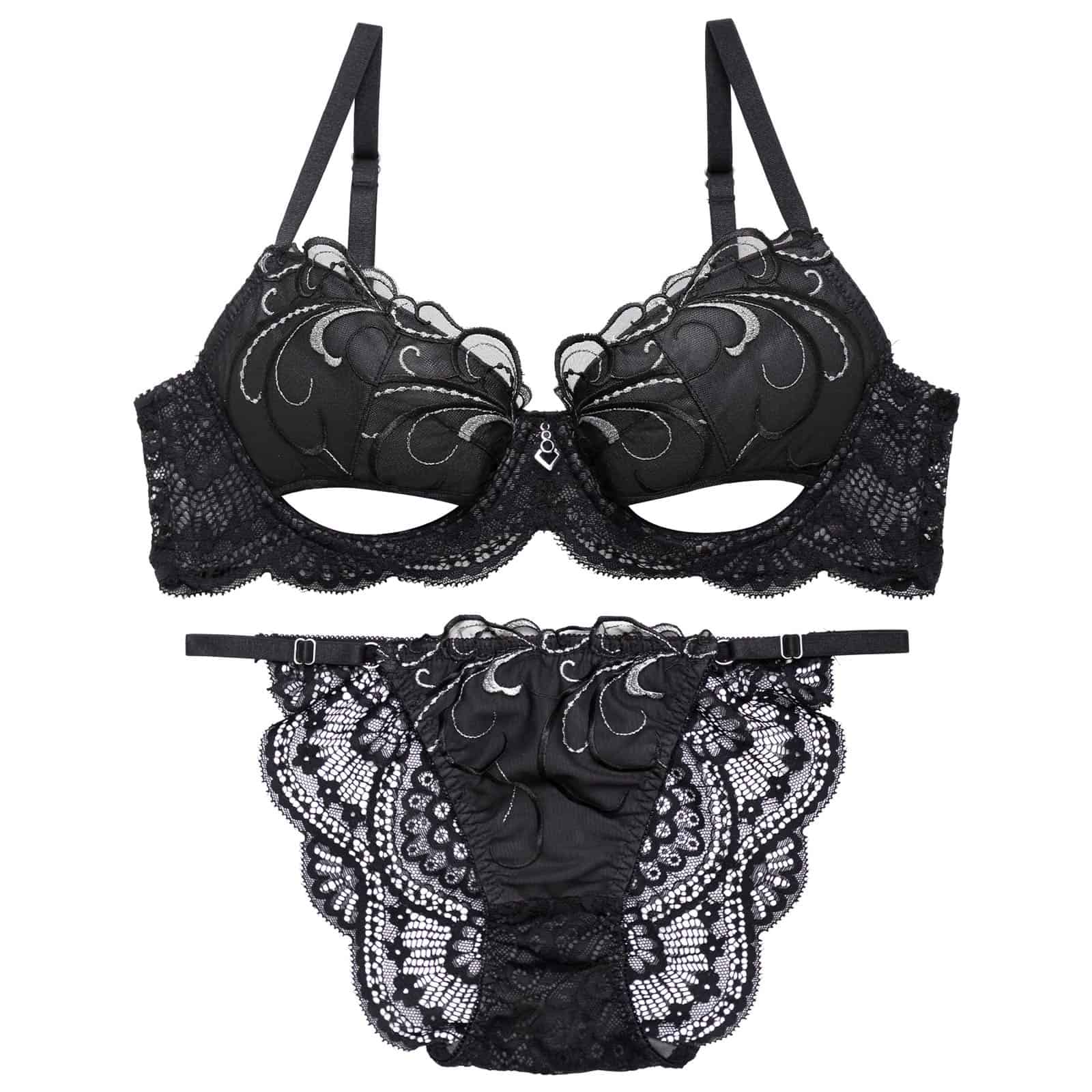 9/2新作!【Reinest】ロイヤルアイビーレースブラジャー&バック透けフルバックショーツ