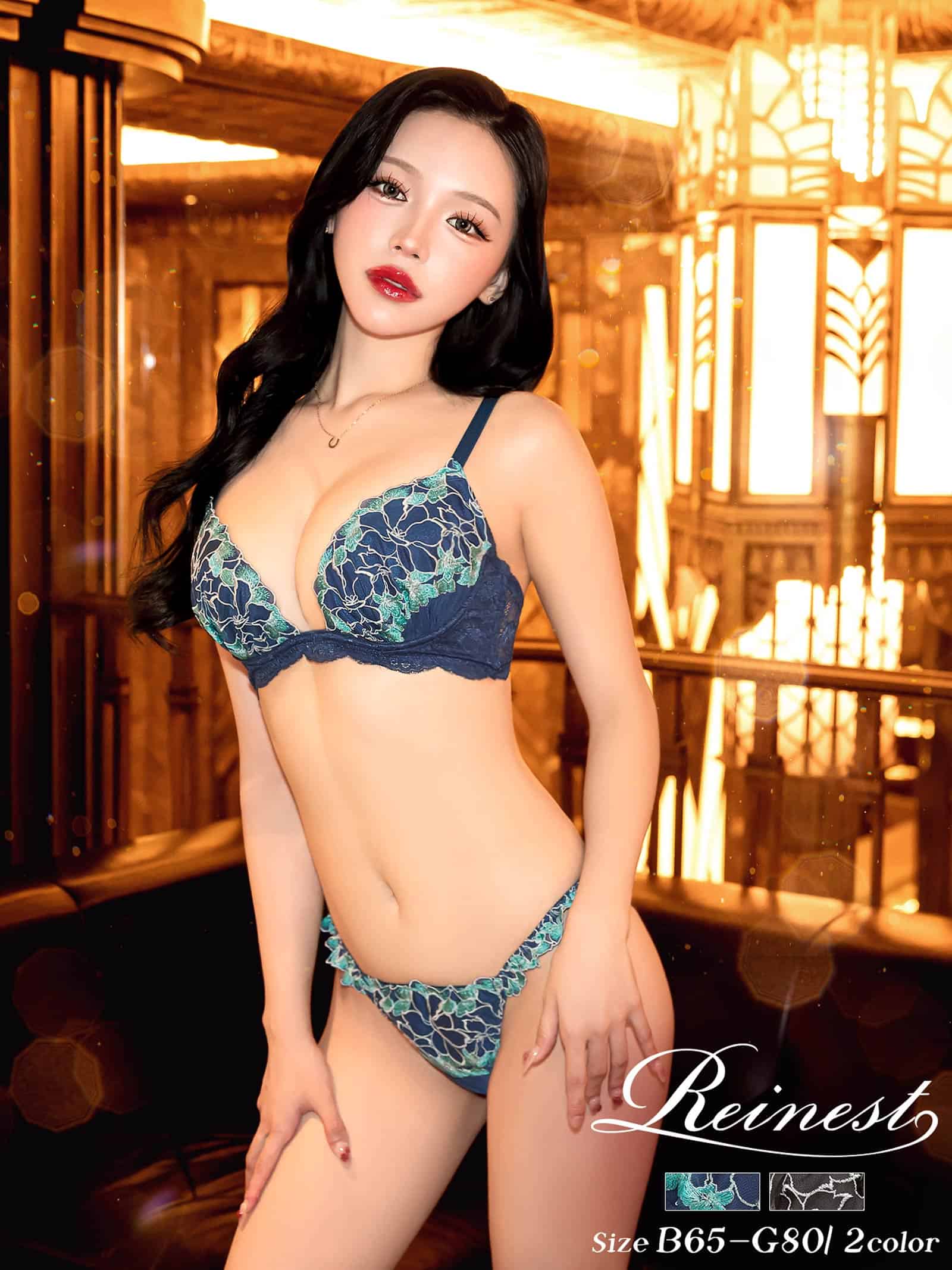 8/26新作!【Reinest】ノーブルブロッサムブラジャー&バック透けフルバックショーツ