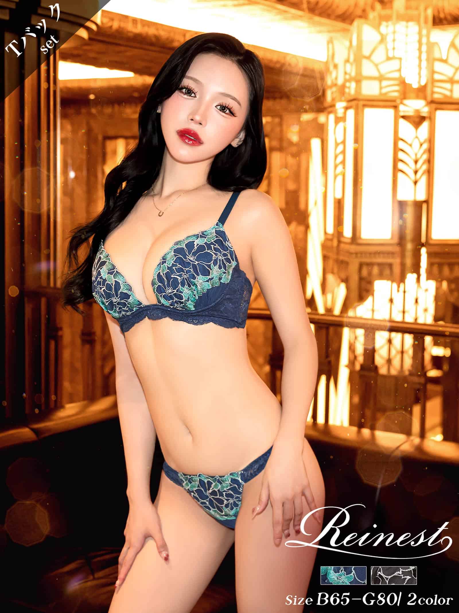8/26新作!【Reinest】ノーブルブロッサムブラジャー&バック透けTバックショーツ