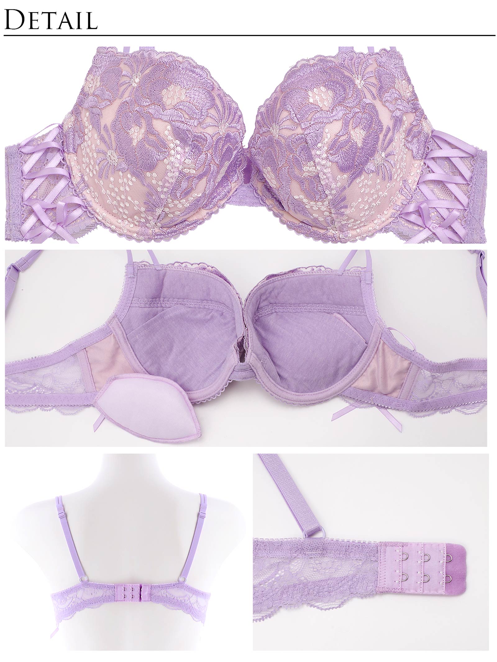 7/12新作!【明日花キララプロデュース/WhipBunny】Bloom Flower Braid Ribbon Bra&T-back /Lavender ブルームフラワーブレイドリボンブラ＆Tバック/ ラベンダー