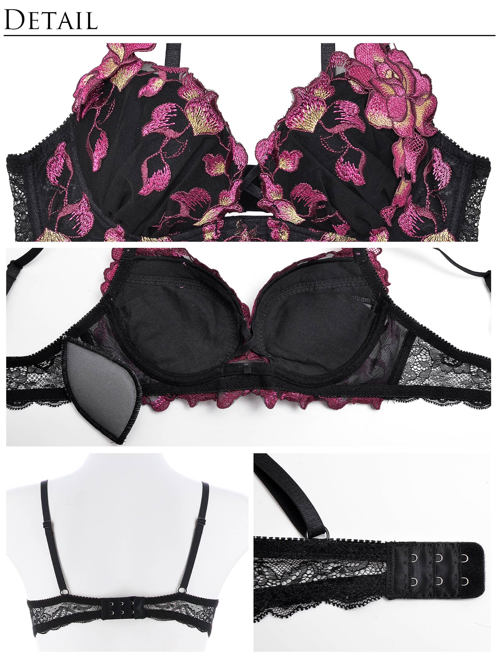 12/22新作!【明日花キララプロデュース/WhipBunny】Luxury Rose Petal Bra&Shorts/Black ラグジュアリーローズペタルブラ＆ショーツ/ブラック