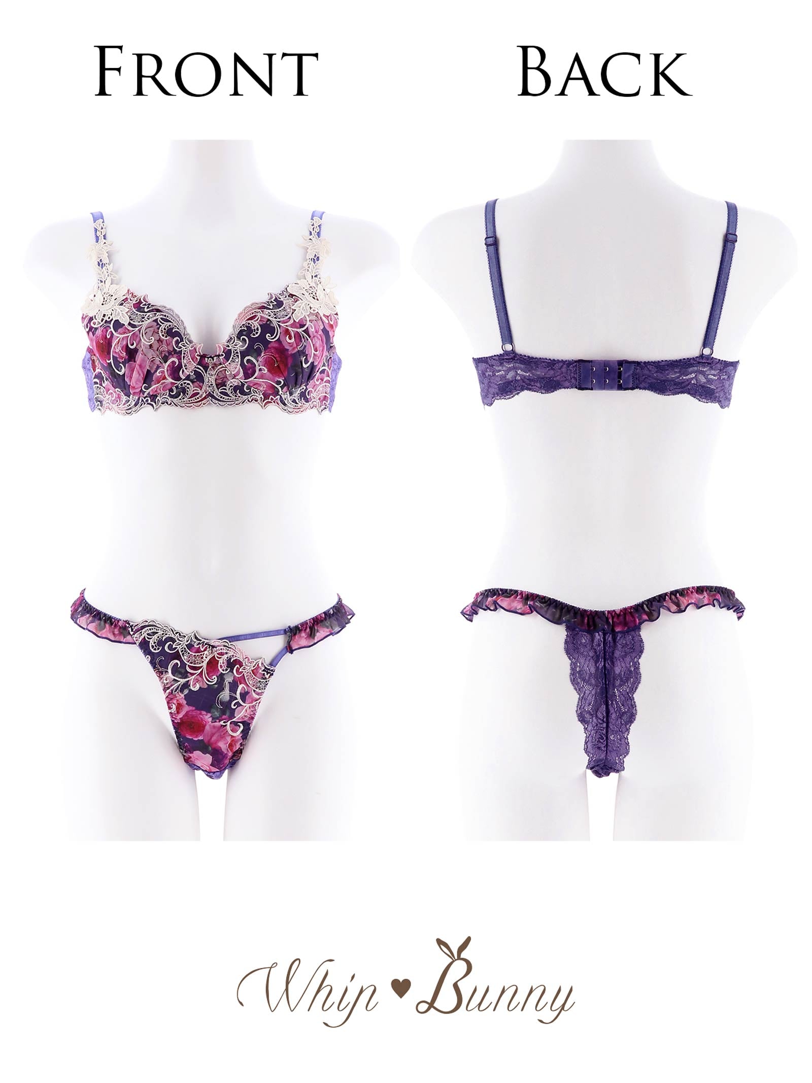 4/7新作!【明日花キララプロデュース/WhipBunny】Fresh Rose Chiffon Bra&T-back / Navy フレッシュローズシフォンブラ＆Tバック / ネイビー