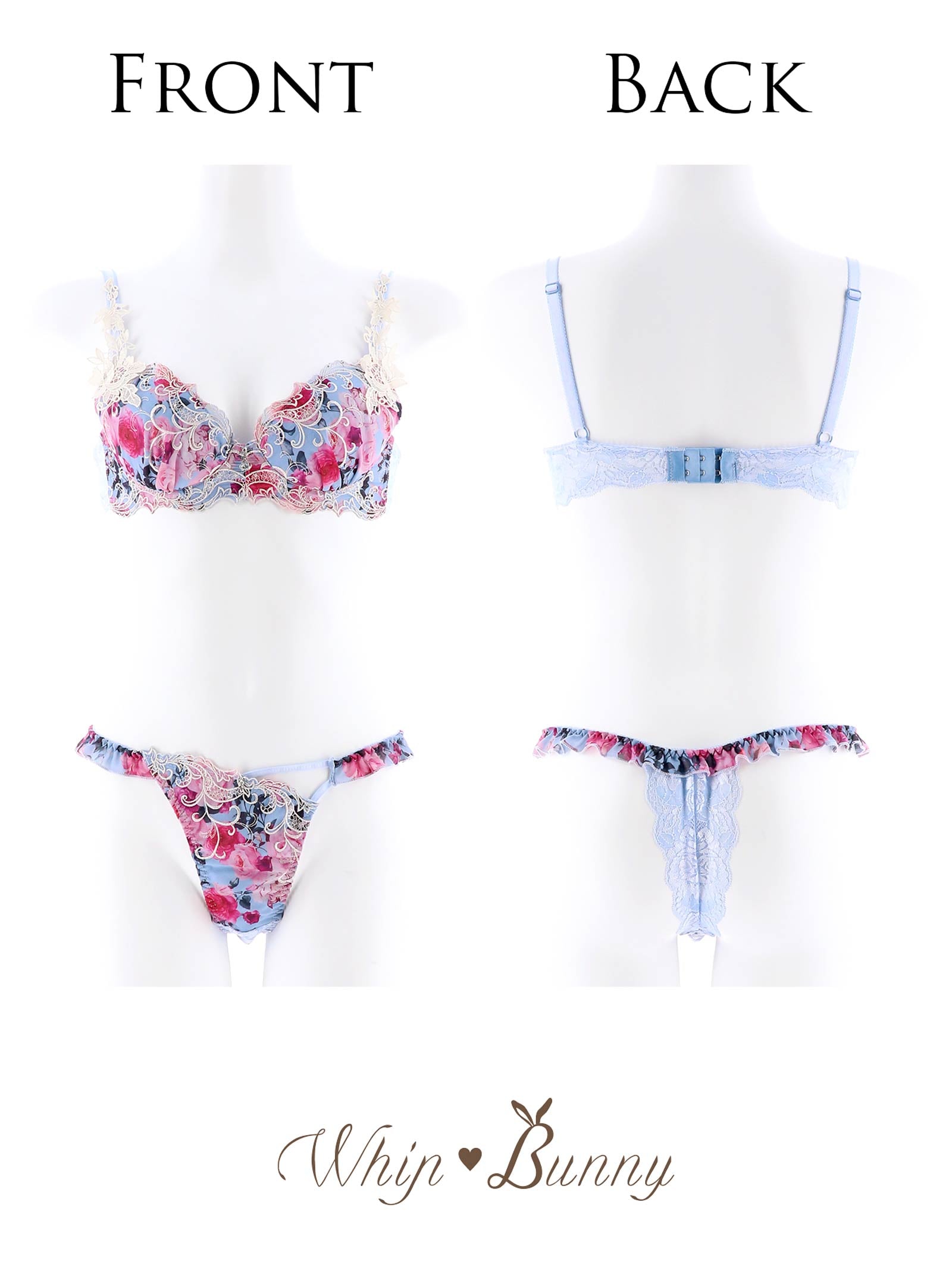 4/7新作!【明日花キララプロデュース/WhipBunny】Fresh Rose Chiffon Bra&T-back / Sax フレッシュローズシフォンブラ＆Tバック / サックス