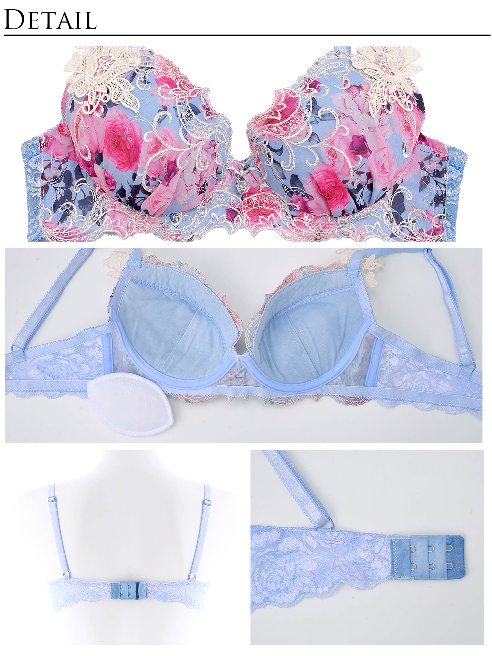 4/7新作!【明日花キララプロデュース/WhipBunny】Fresh Rose Chiffon Bra&T-back / Sax フレッシュローズシフォンブラ＆Tバック / サックス